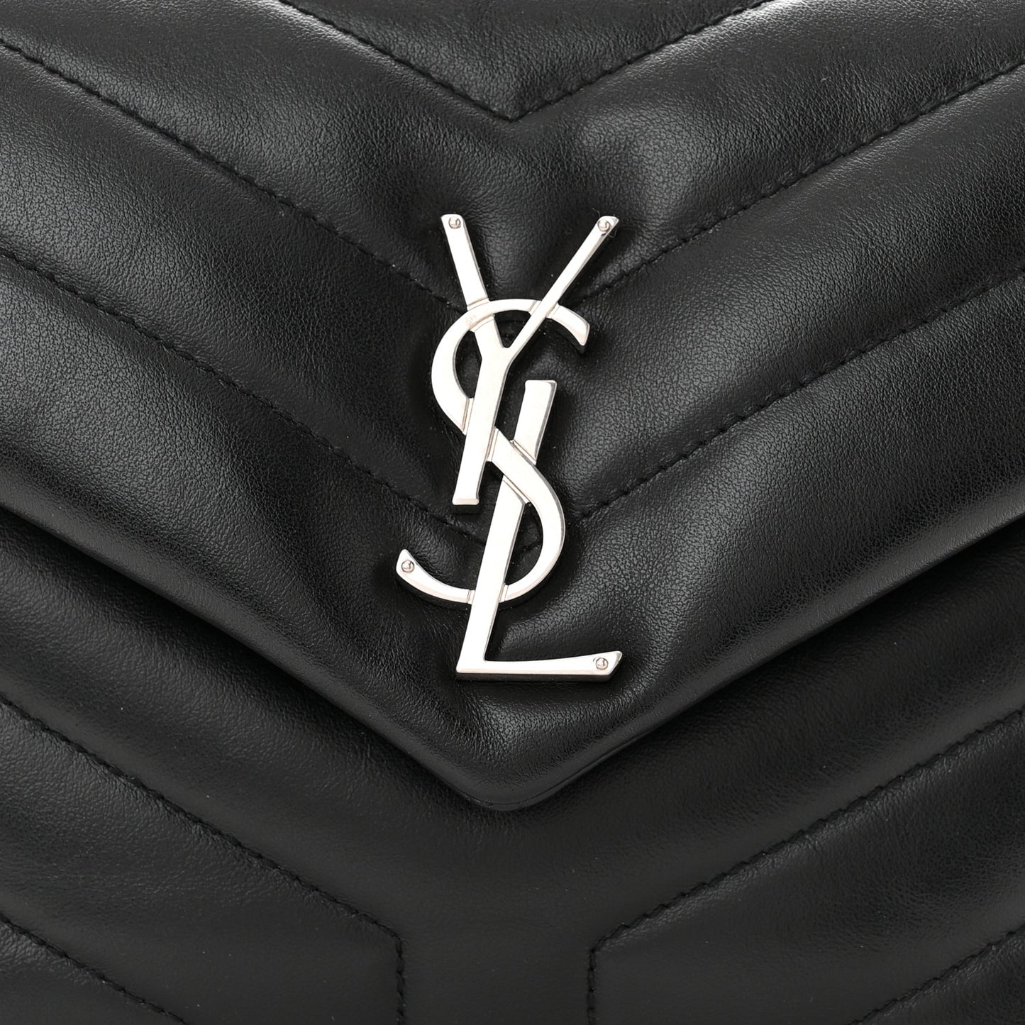 Calfskin Y Quilted Monogram Small Loulou Chain Satchel Black