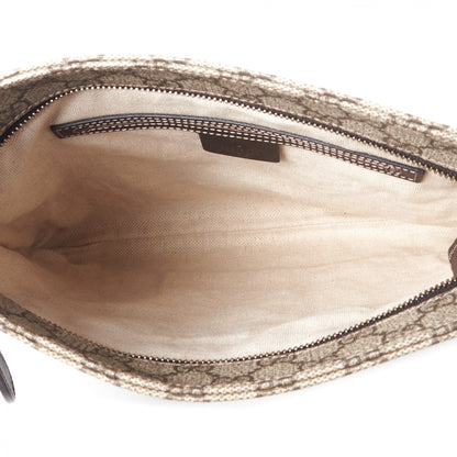 Gucci GG Supreme Monogram Selleria Calfskin Small Flat Side Zip Messenger Bag Beige Ebony Cocoa Dark Chocolate 6 of 9