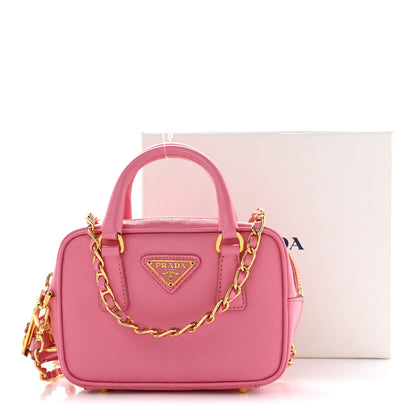 Prada Saffiano Lux Mini Top Handle Crossbody Bag Geranio 17 of 17