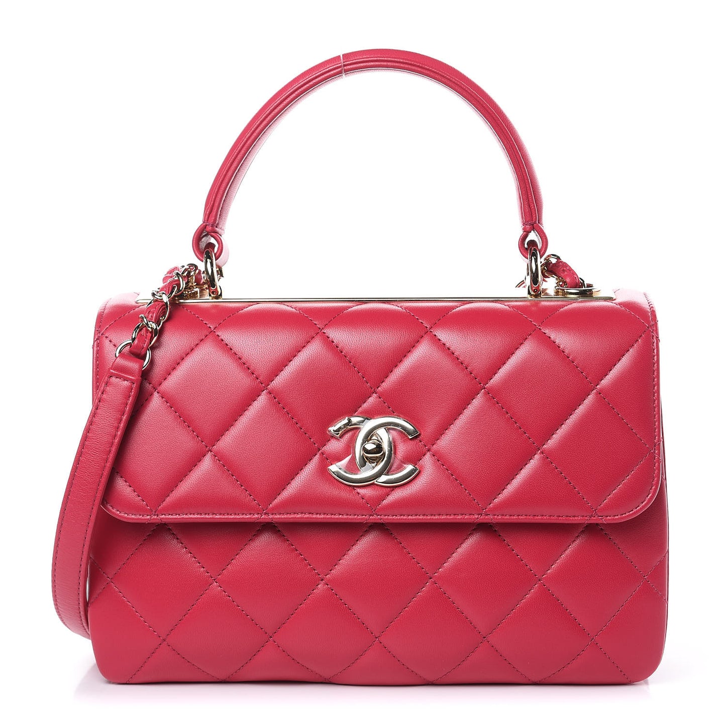 Lambskin Quilted Small Trendy CC Flap Dual Handle Bag Pink