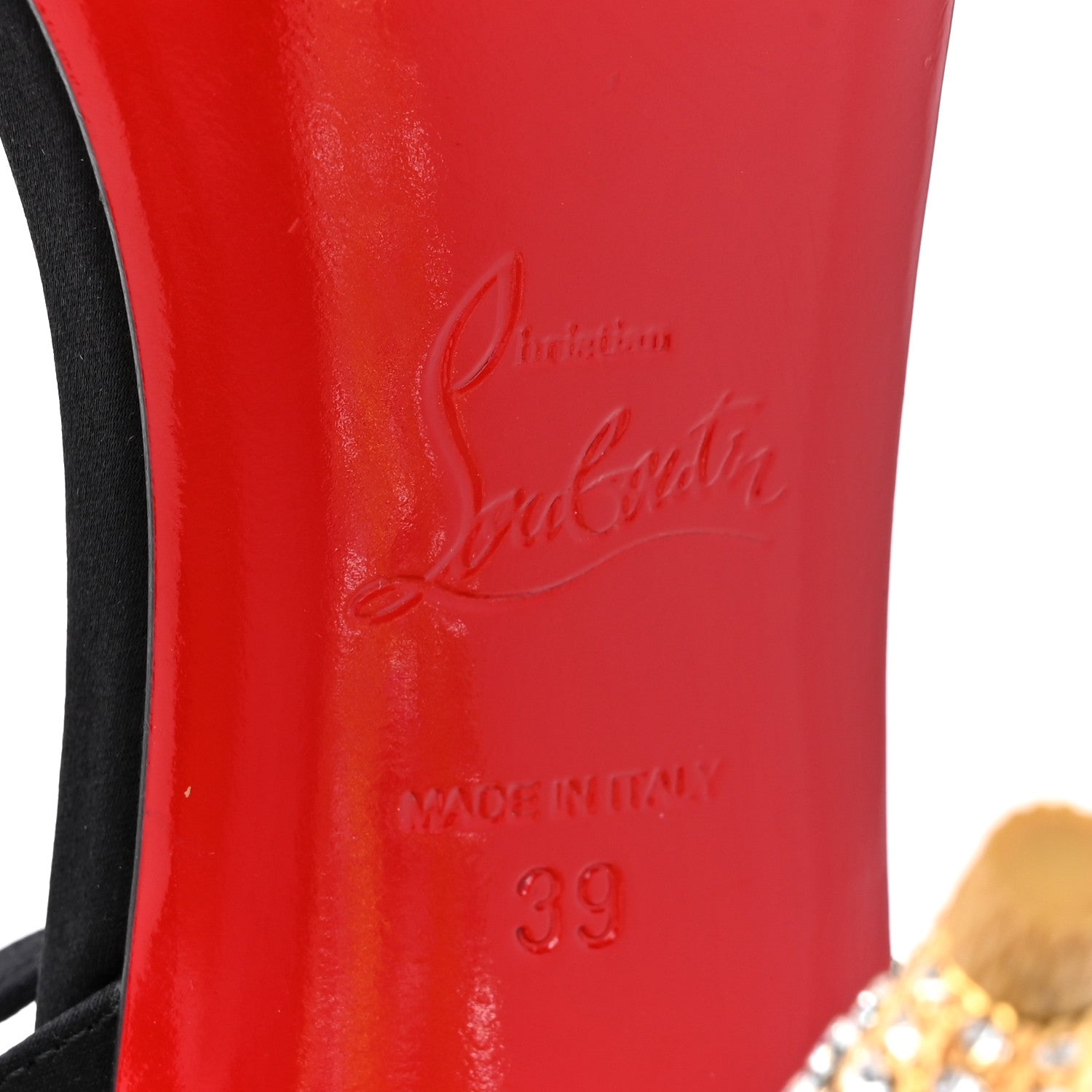 Christian Louboutin Satin Glossy Lipgloss Queen 100 Sandals 39 Black 6 of 11