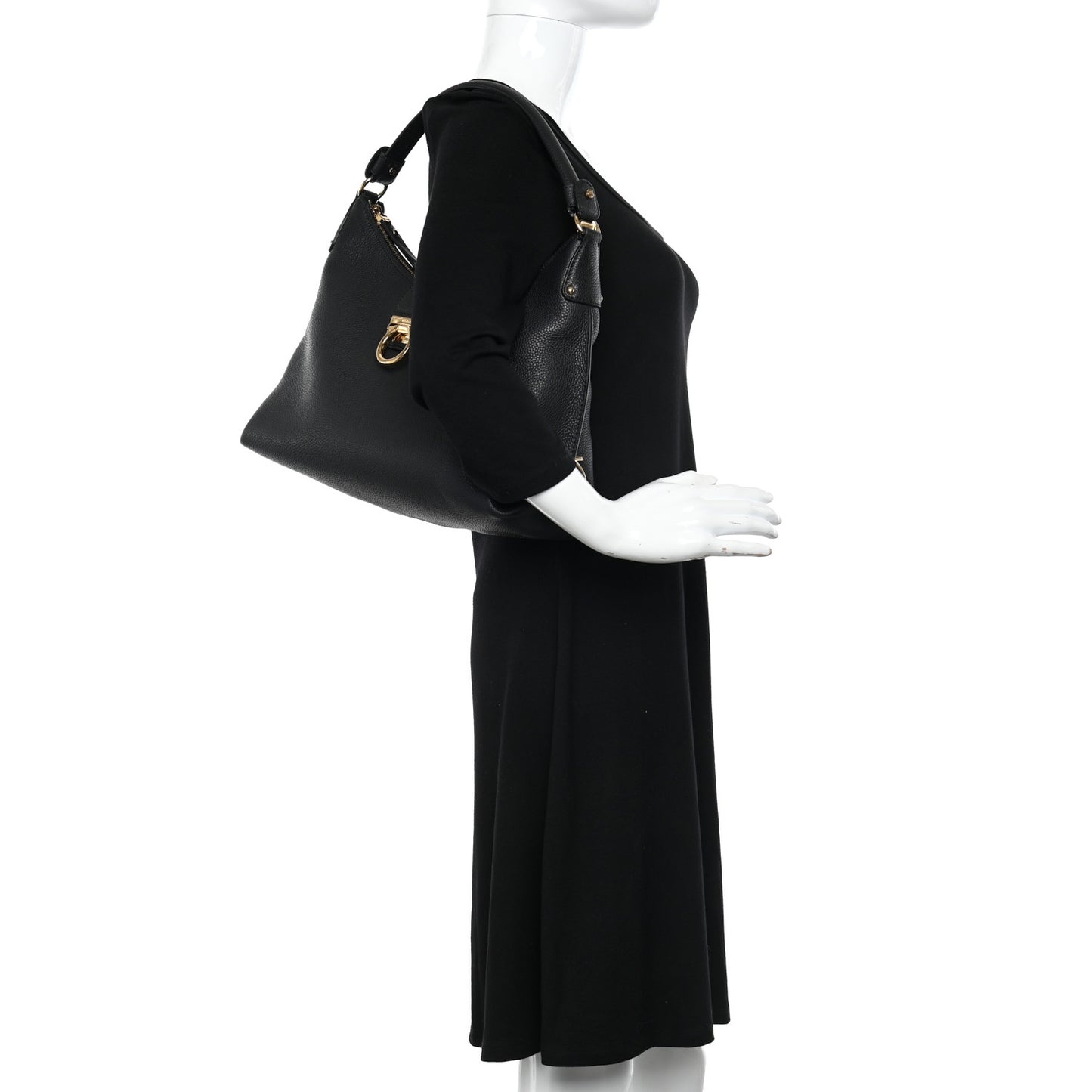 Calfskin Fanisa Gancini Hobo Black