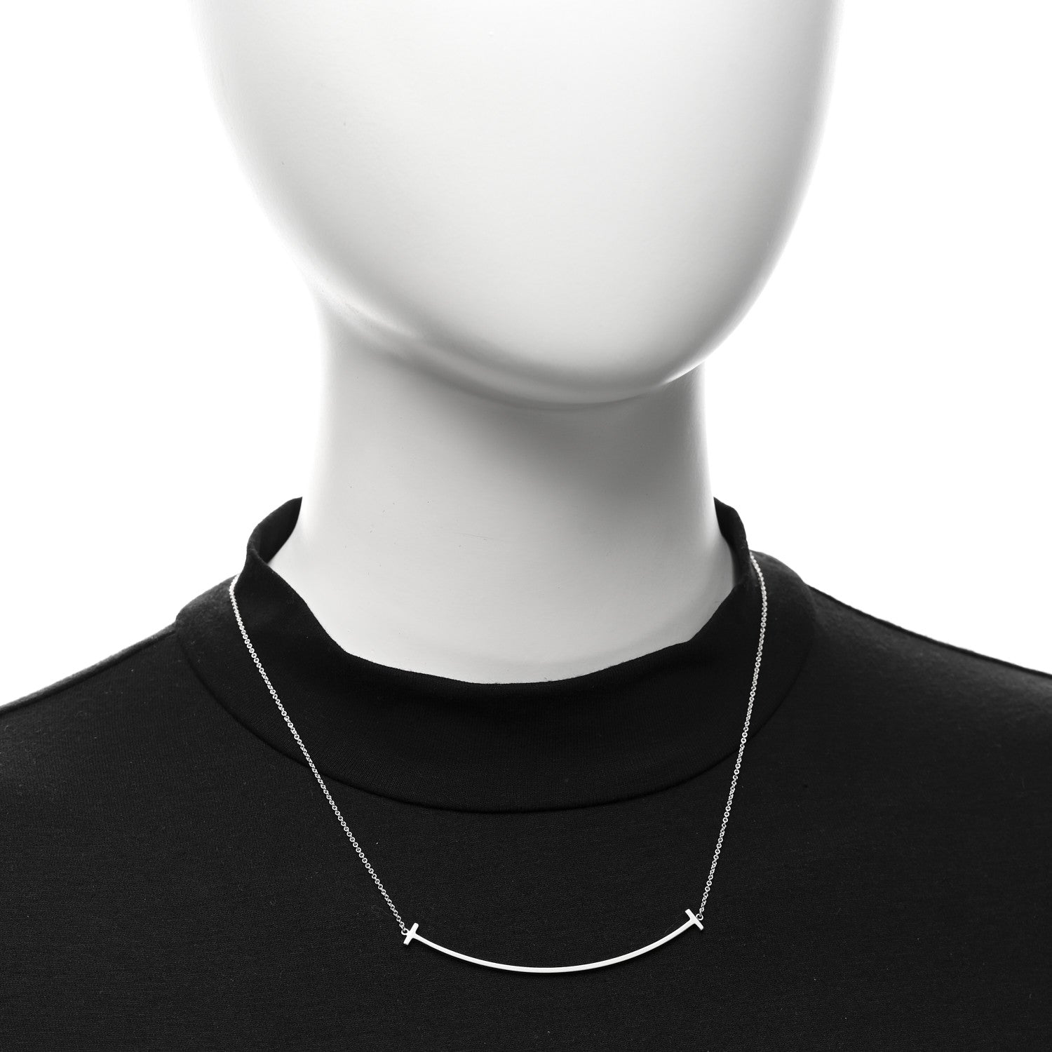 Tiffany Sterling Silver Large T Smile Pendant Necklace 2 of 5