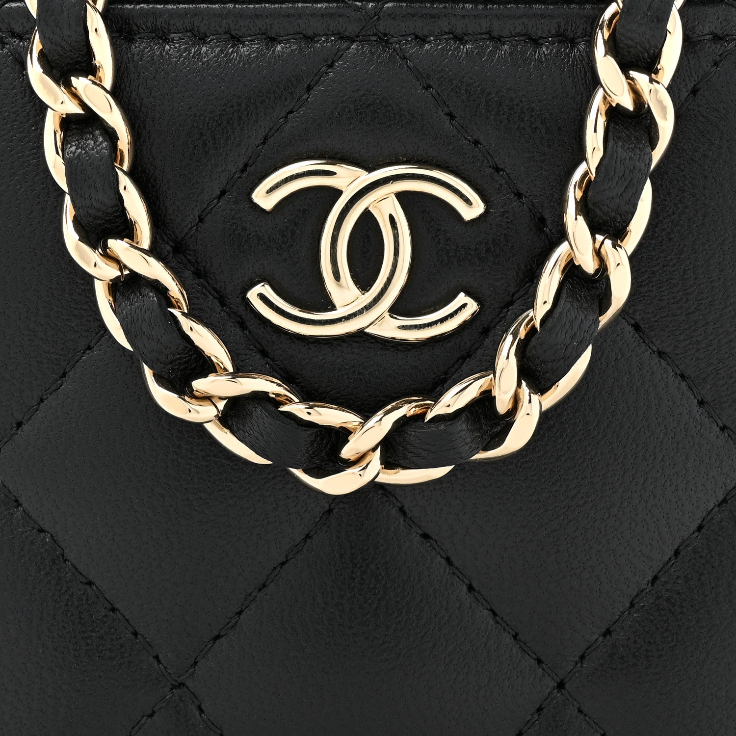 Chanel Lambskin Quilted Top Handle Mini Vanity Case With Chain Black 8 of 12