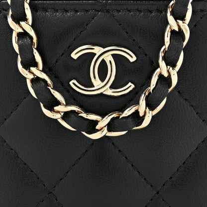 Chanel Lambskin Quilted Top Handle Mini Vanity Case With Chain Black 8 of 12