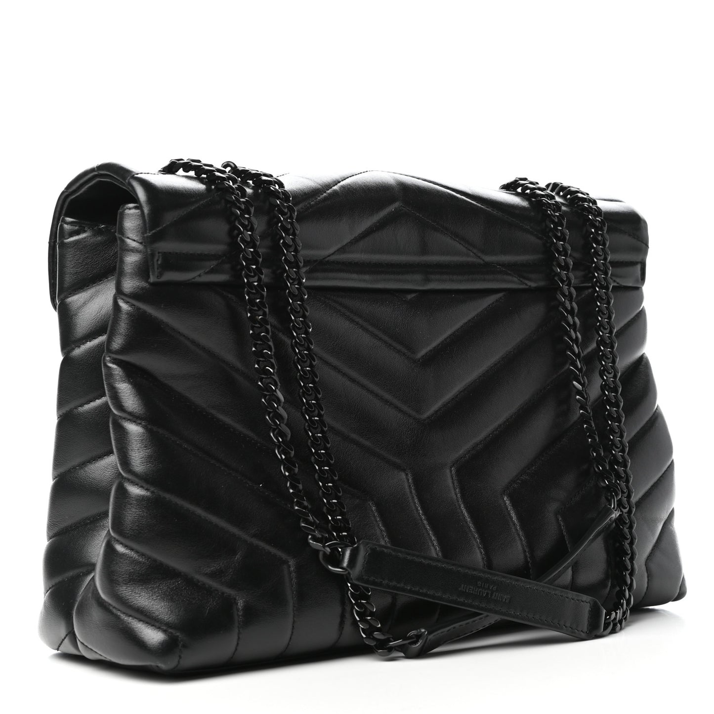 Calfskin Y Quilted Monogram Medium Loulou Chain Satchel Black