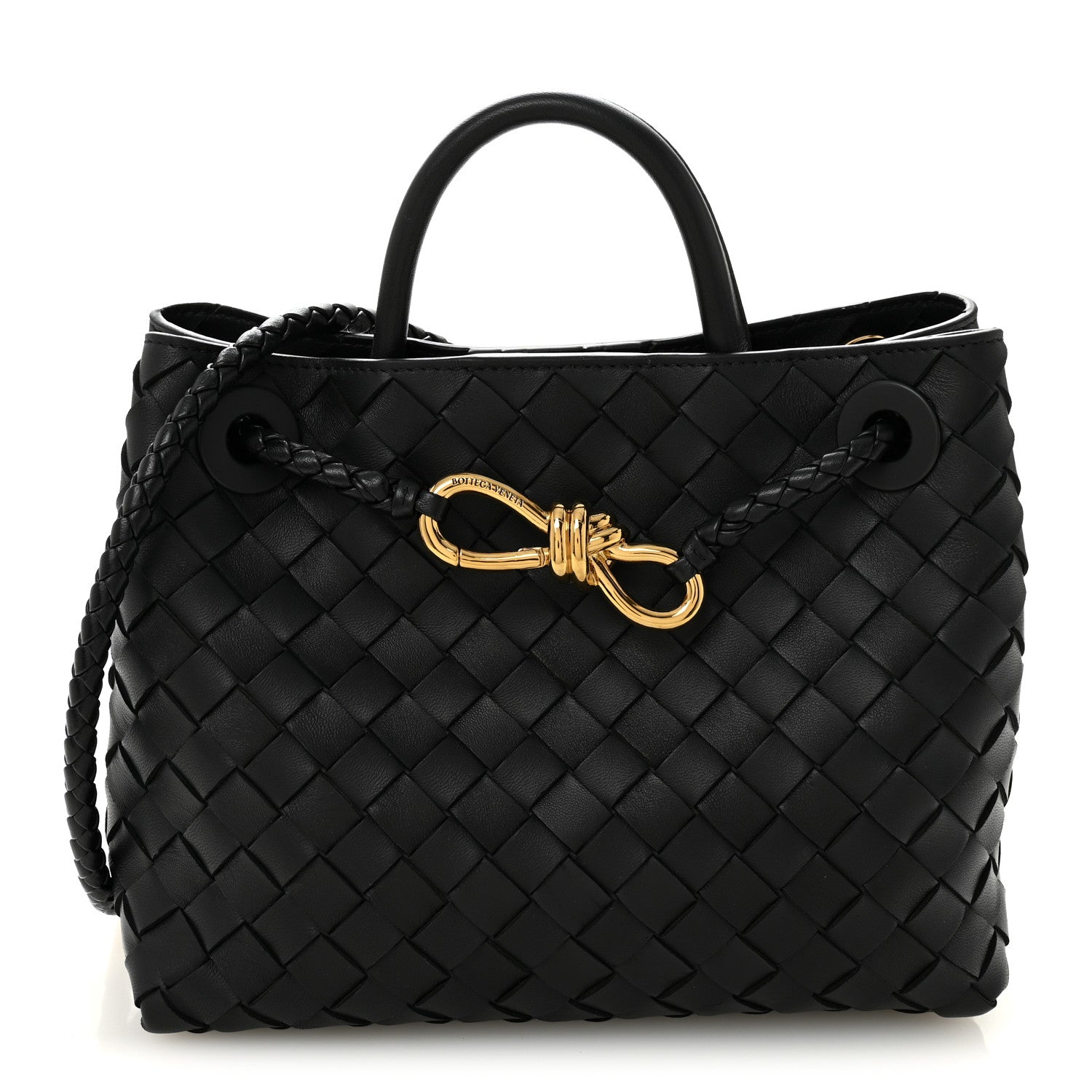 Bottega Veneta Nappa Intrecciato Small Andiamo Shoulder Bag Black 1 of 9