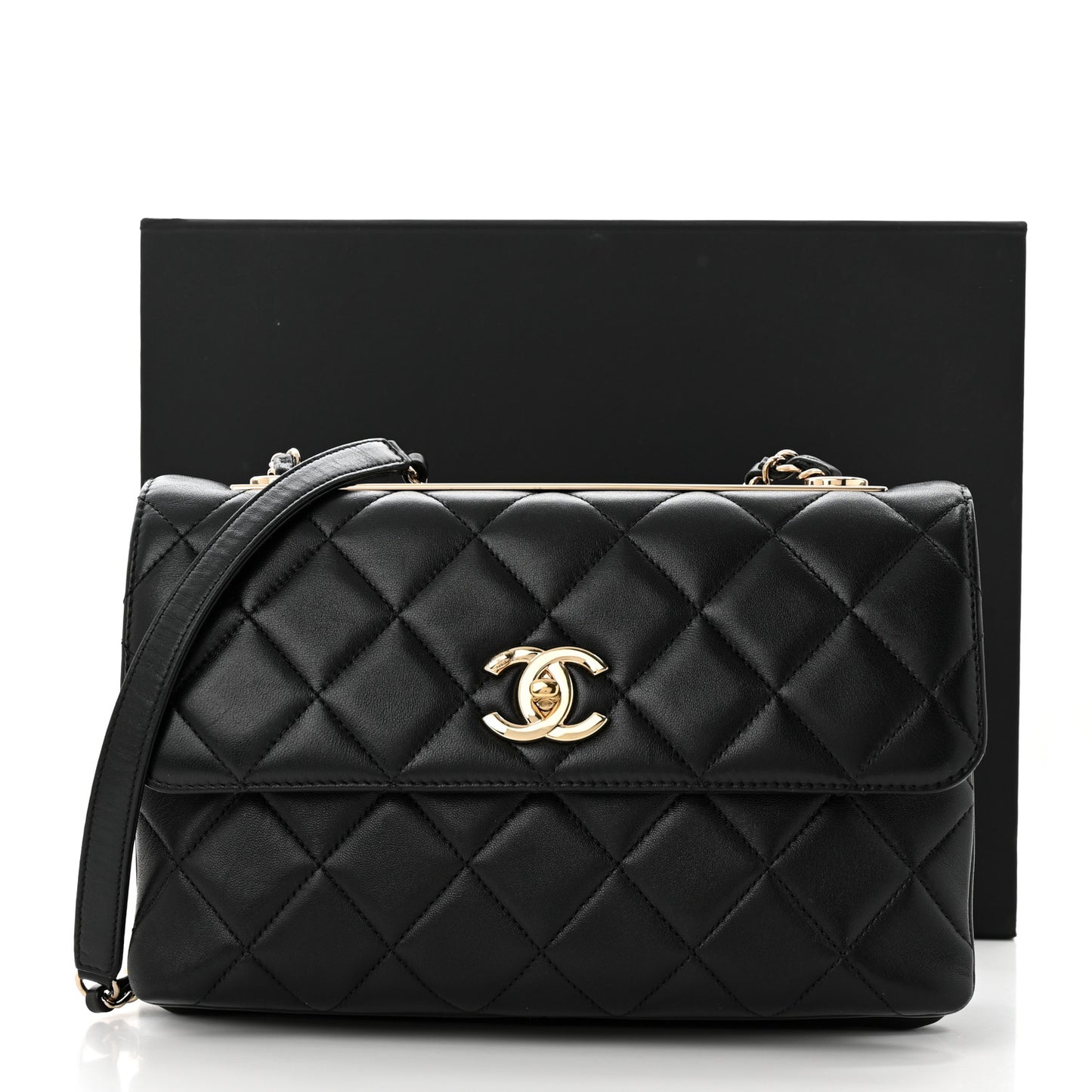 Lambskin Quilted Medium Trendy CC Flap Black
