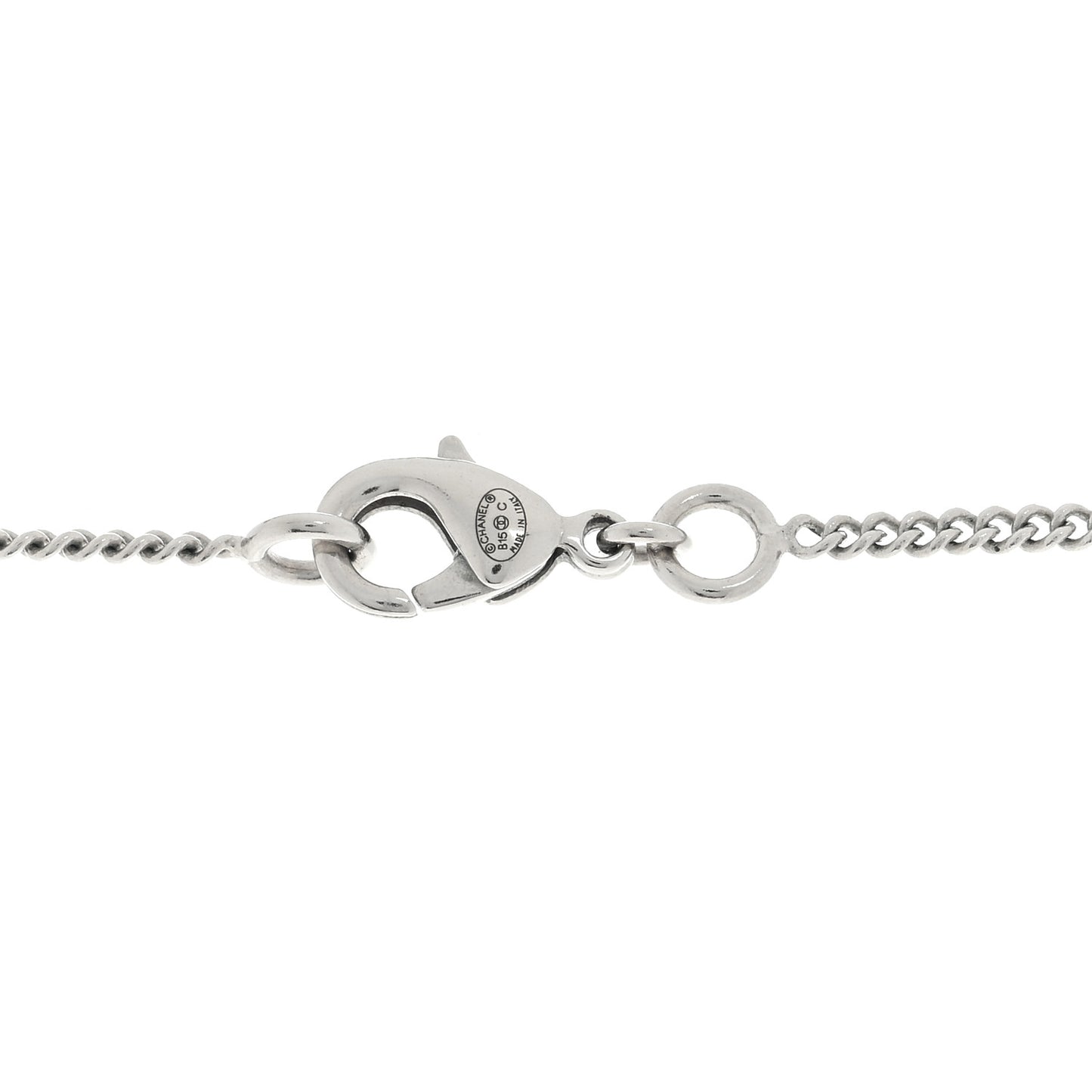 Baguette Crystal Moon CC Necklace Silver