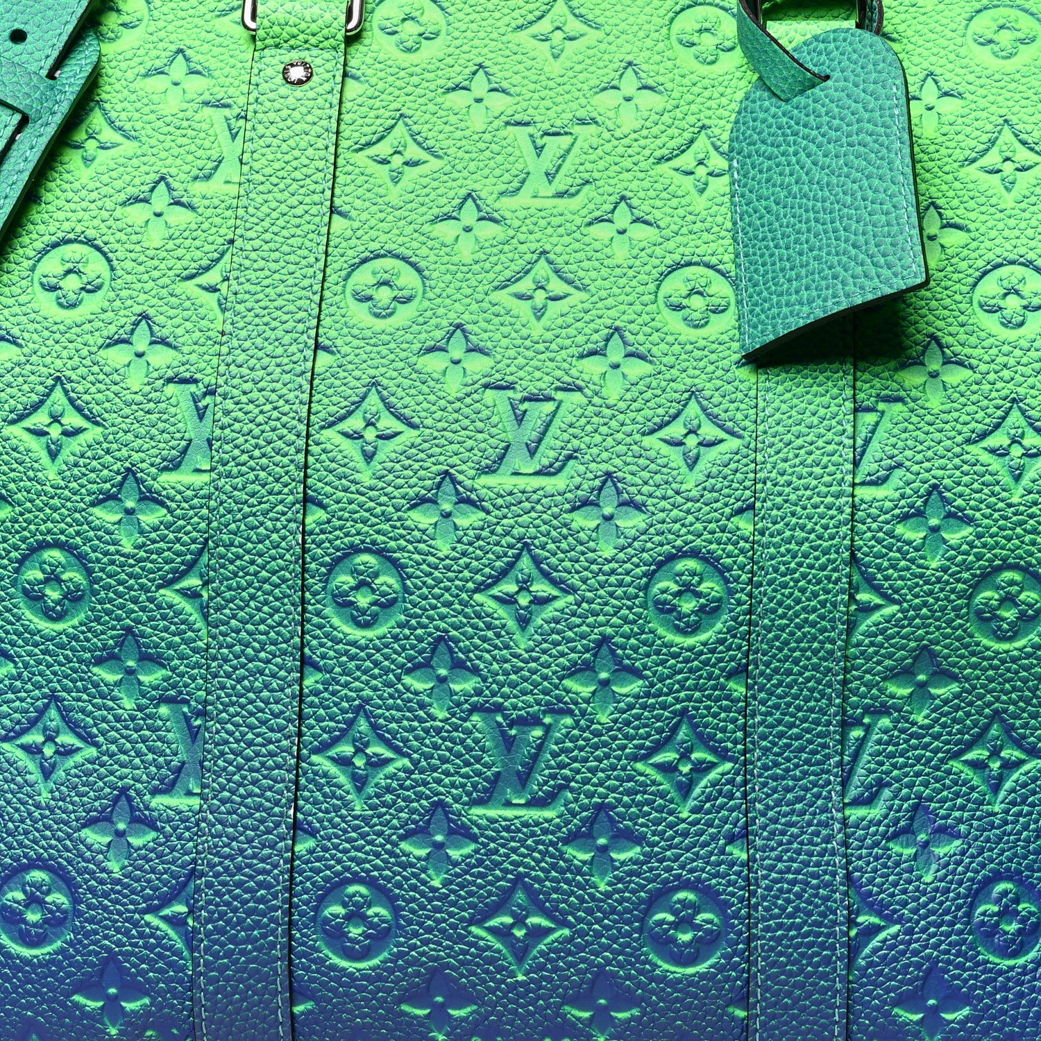 Louis Vuitton Taurillon Illusion Keepall Tote Bleu Vert 7 of 11