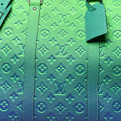 Louis Vuitton Taurillon Illusion Keepall Tote Bleu Vert 7 of 11