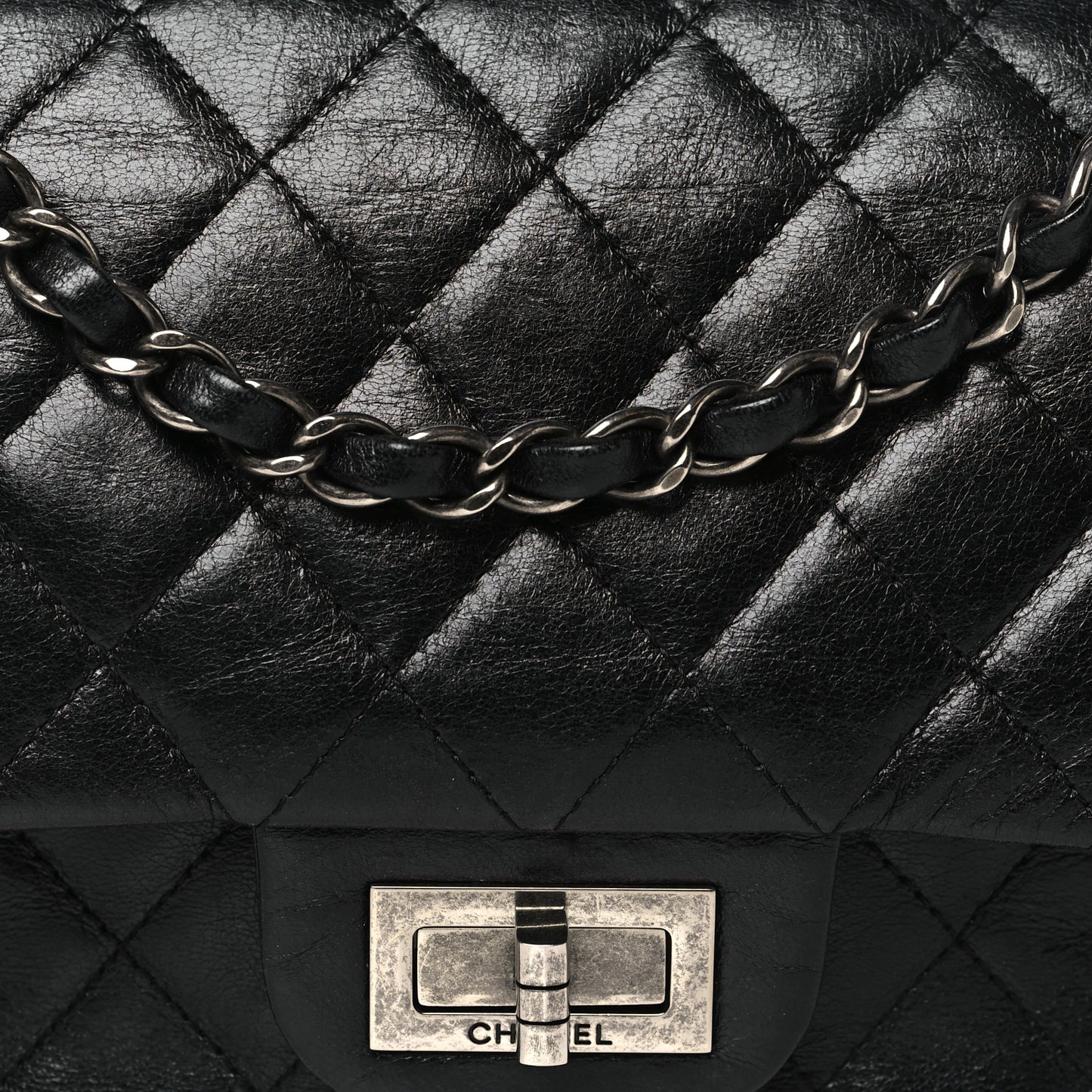 Aged Calfskin Quilted 2.55 Reissue 225 Flap Black