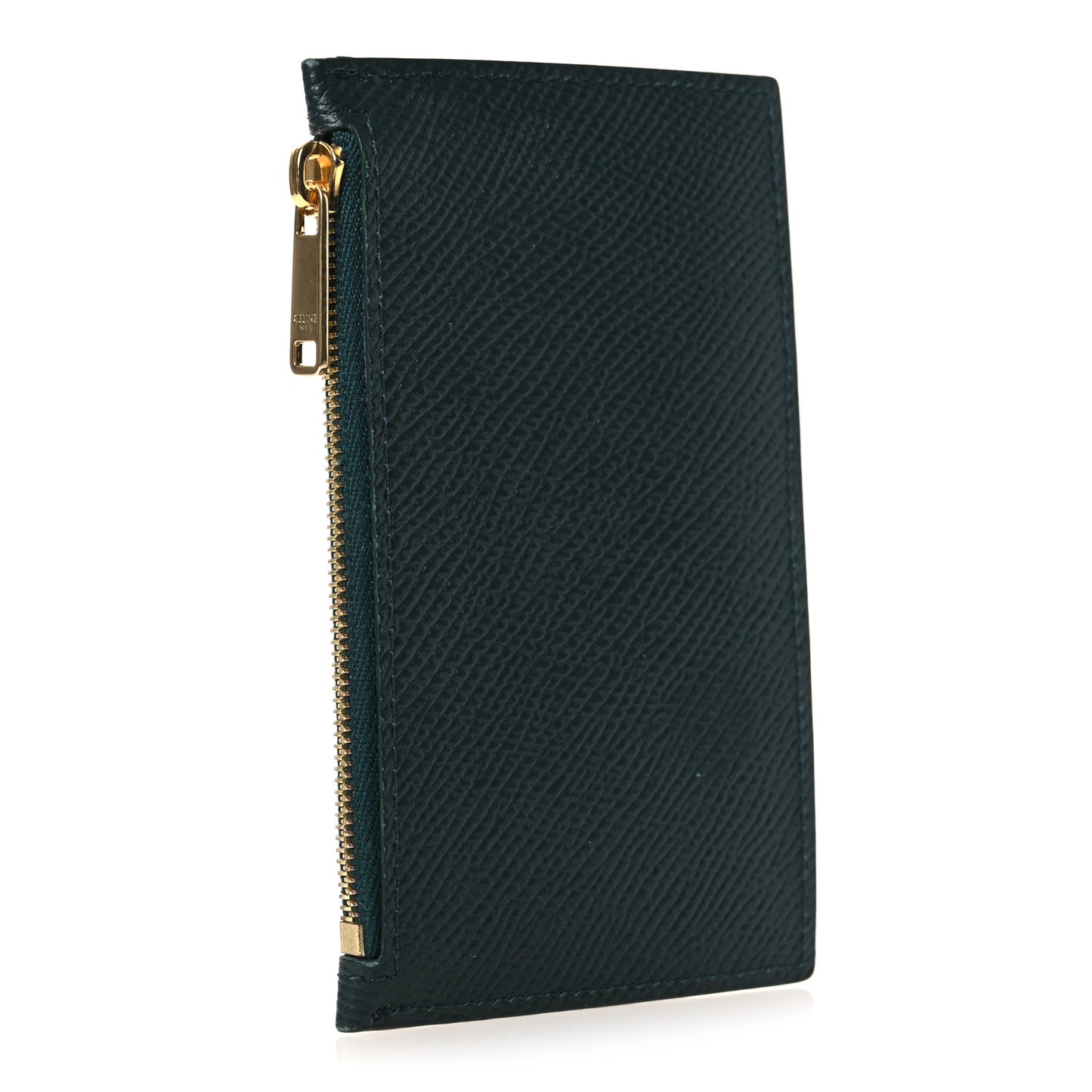 Grained Calfskin Zipped Card Holder Amazone