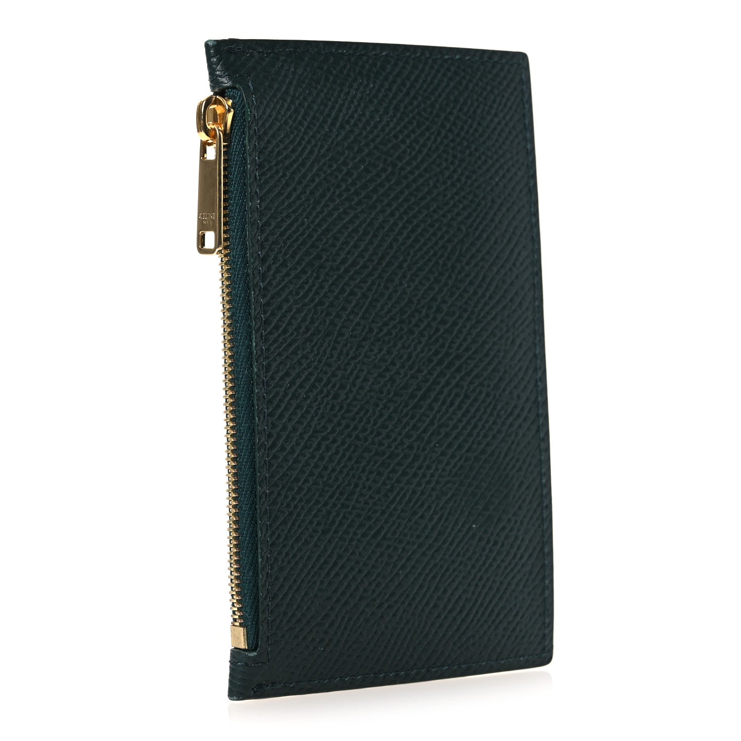 Celine Grained Calfskin Zipped Card Holder Amazone 3 of 8