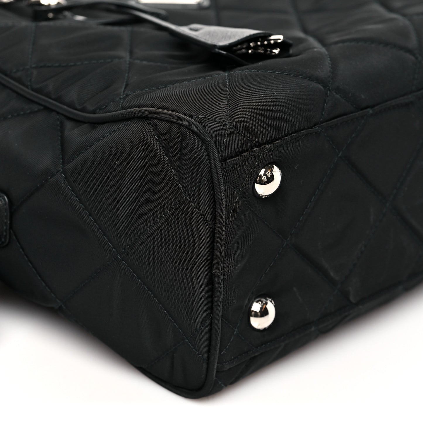 Nylon Tessuto Impuntu Quilted Shoulder Bag Black