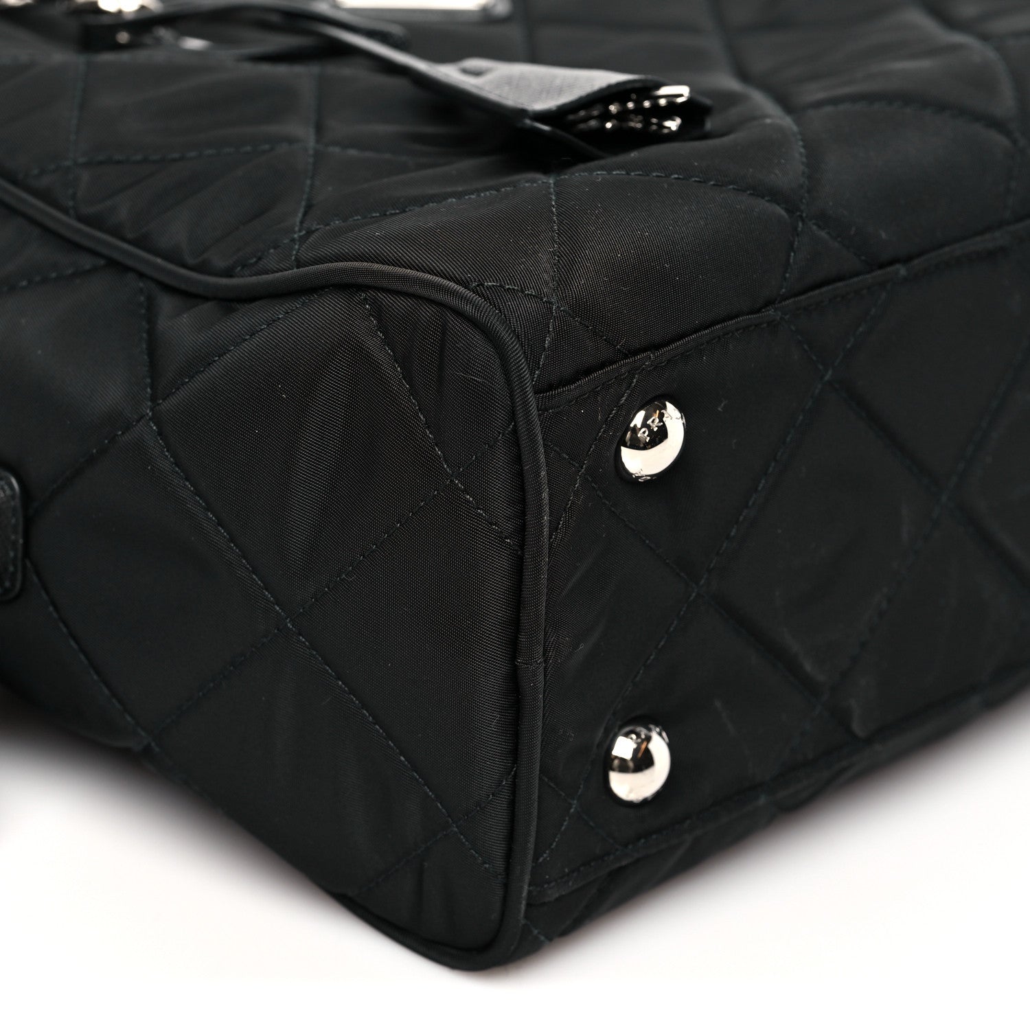 Prada Nylon Tessuto Impuntu Quilted Shoulder Bag Black 8 of 9