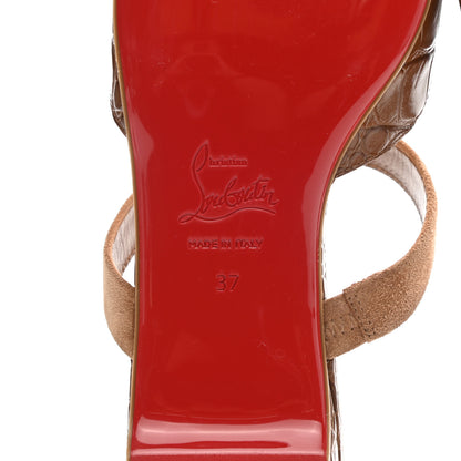 Christian Louboutin Calfskin Crocodile Embossed Choc Lock Flats 37 Biscotto 6 of 8