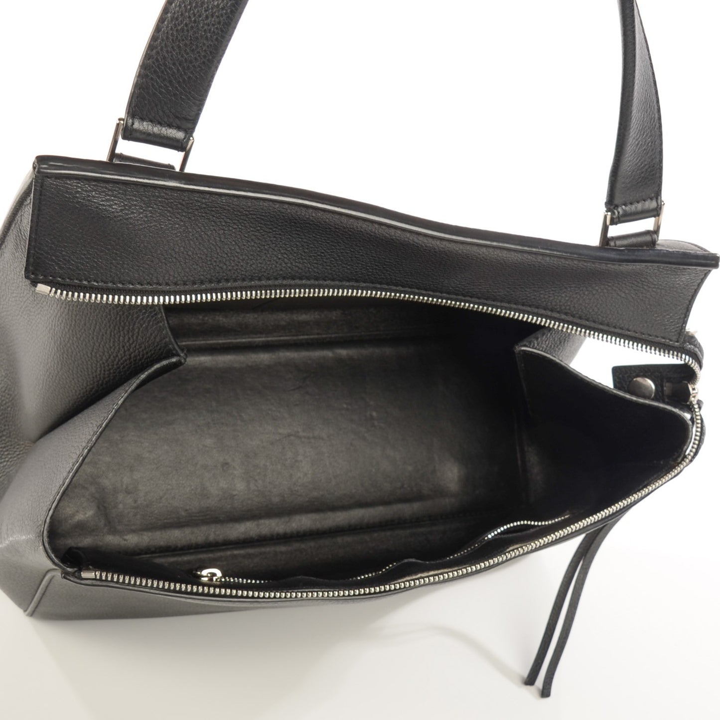 Calfskin Medium Edge Shoulder Bag Black