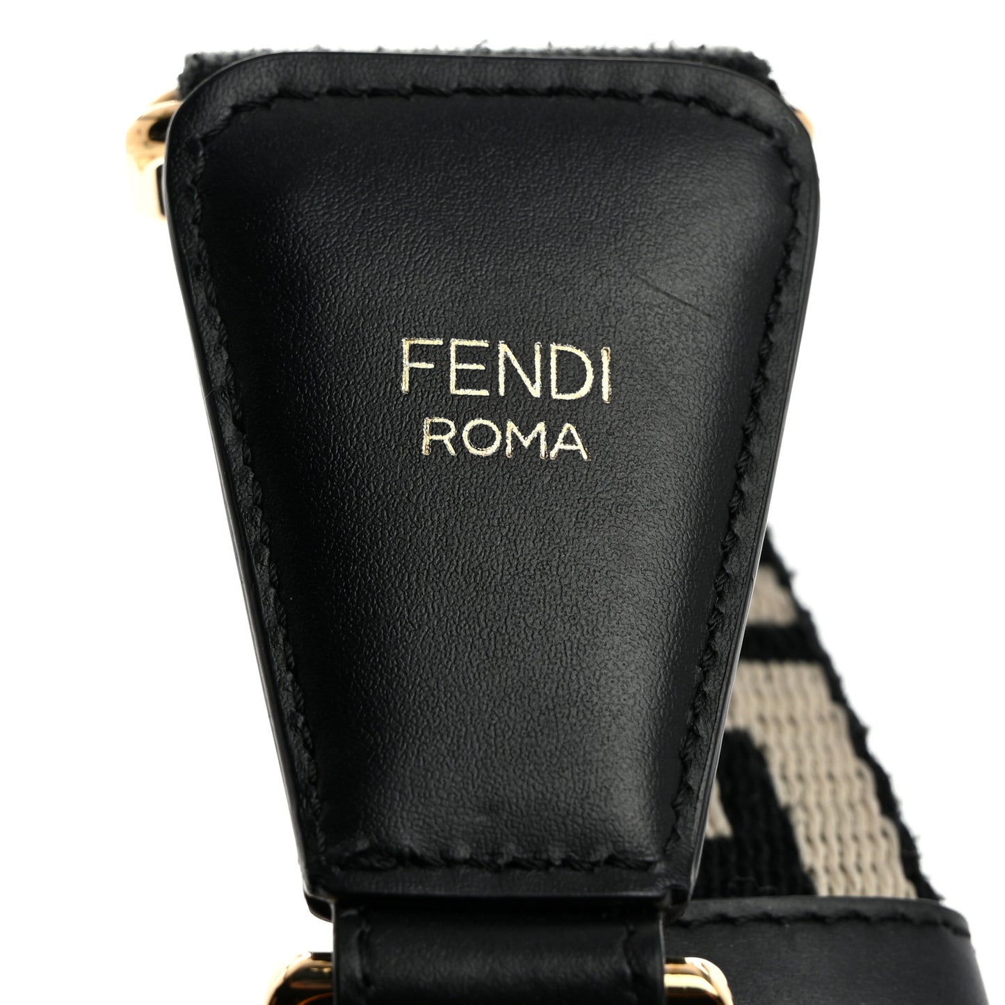Jacquard Ribbon Vitello King FF Bi-Color Intreccio Adjustable Strap You Black White