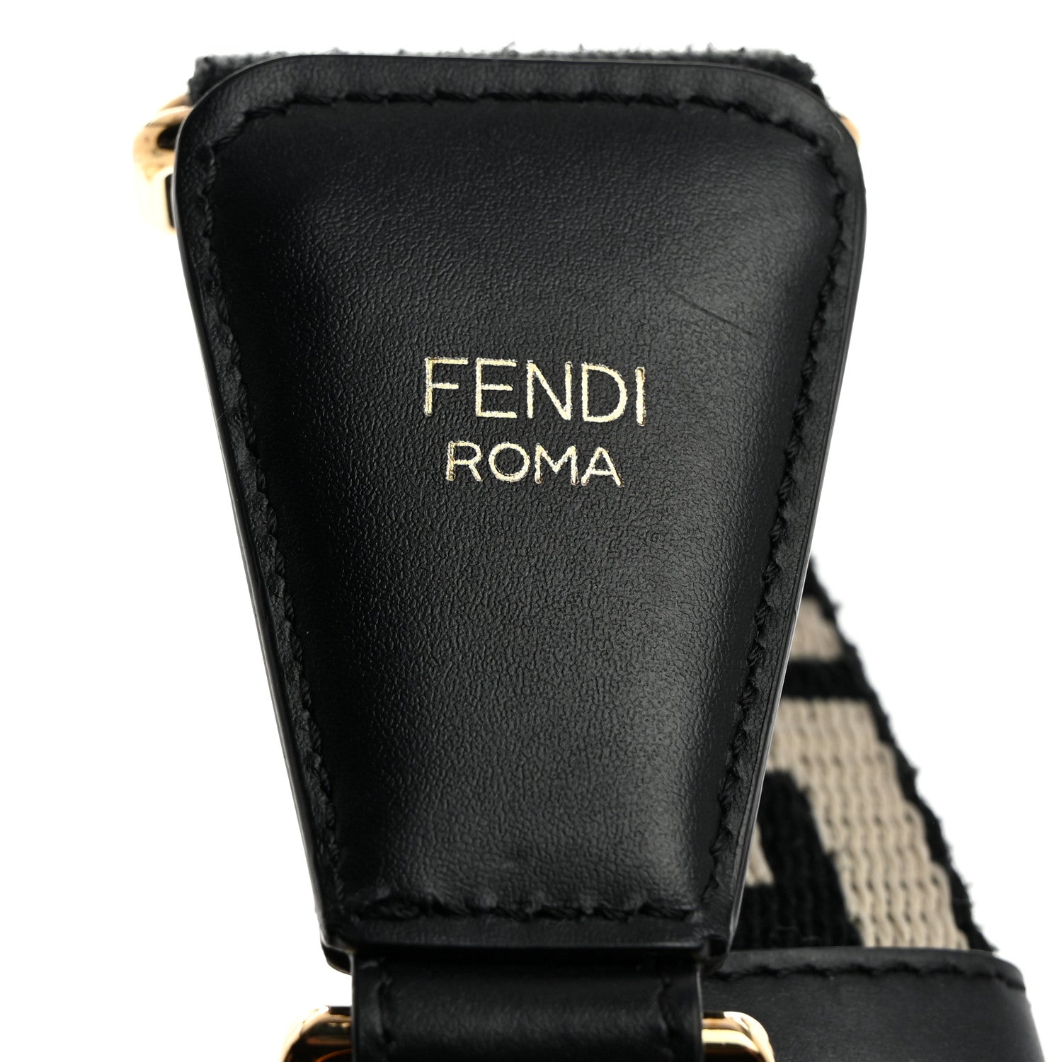 Fendi Jacquard Ribbon Vitello King FF Bi-Color Intreccio Adjustable Strap You Black White 4 of 6