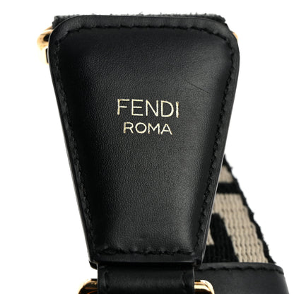 Fendi Jacquard Ribbon Vitello King FF Bi-Color Intreccio Adjustable Strap You Black White 4 of 6