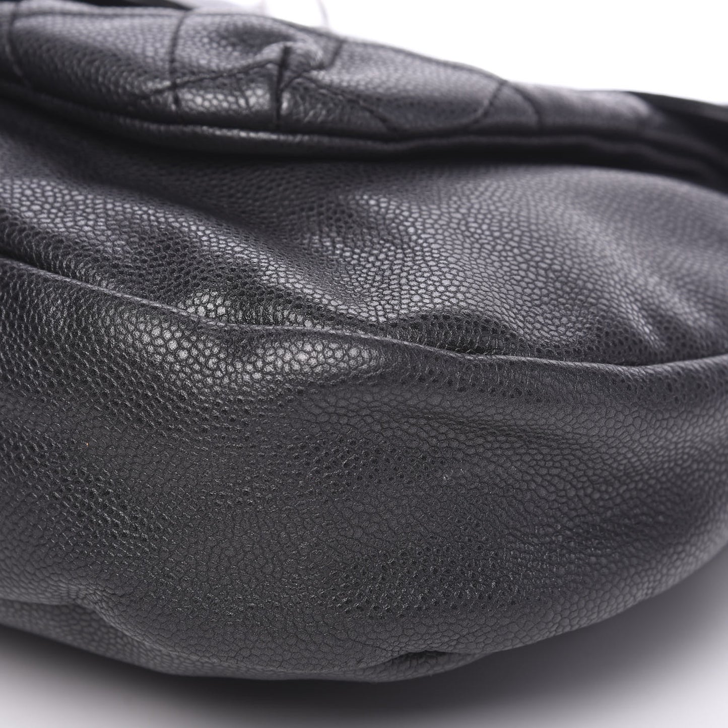 Glazed Caviar Coco Rider Flap Hobo Dark Grey
