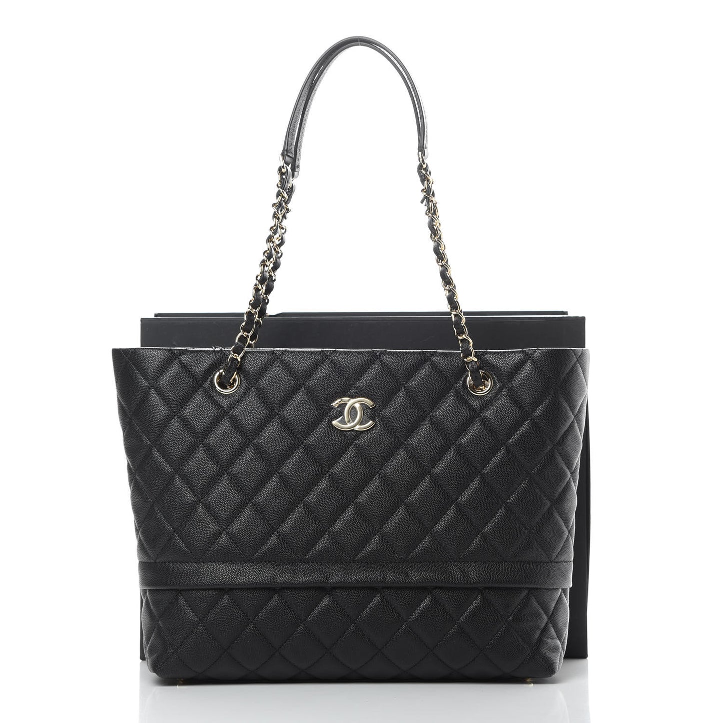 Caviar Quilted Rolled Up Tote Black