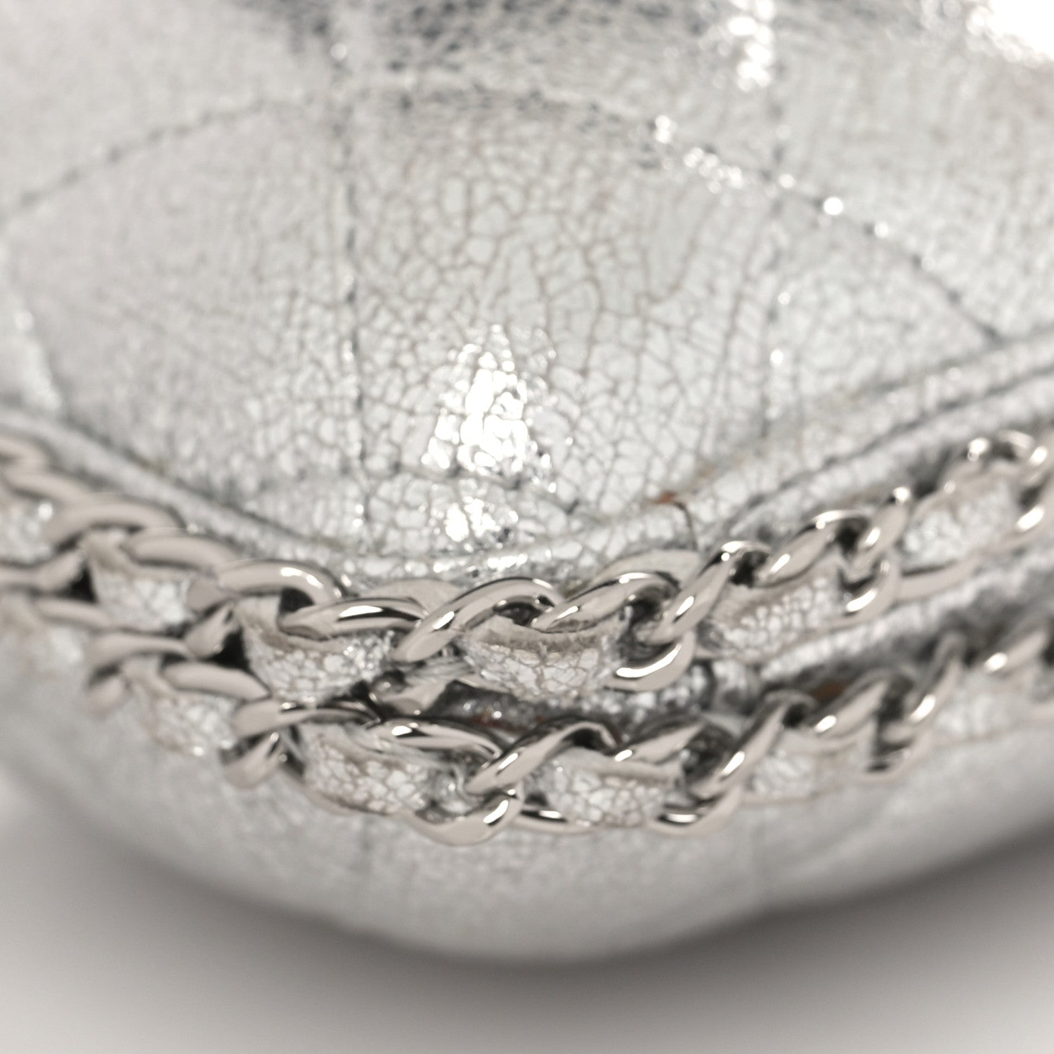 Chanel Metallic Lambskin Small Chain Around Clutch Silver 8 of 12