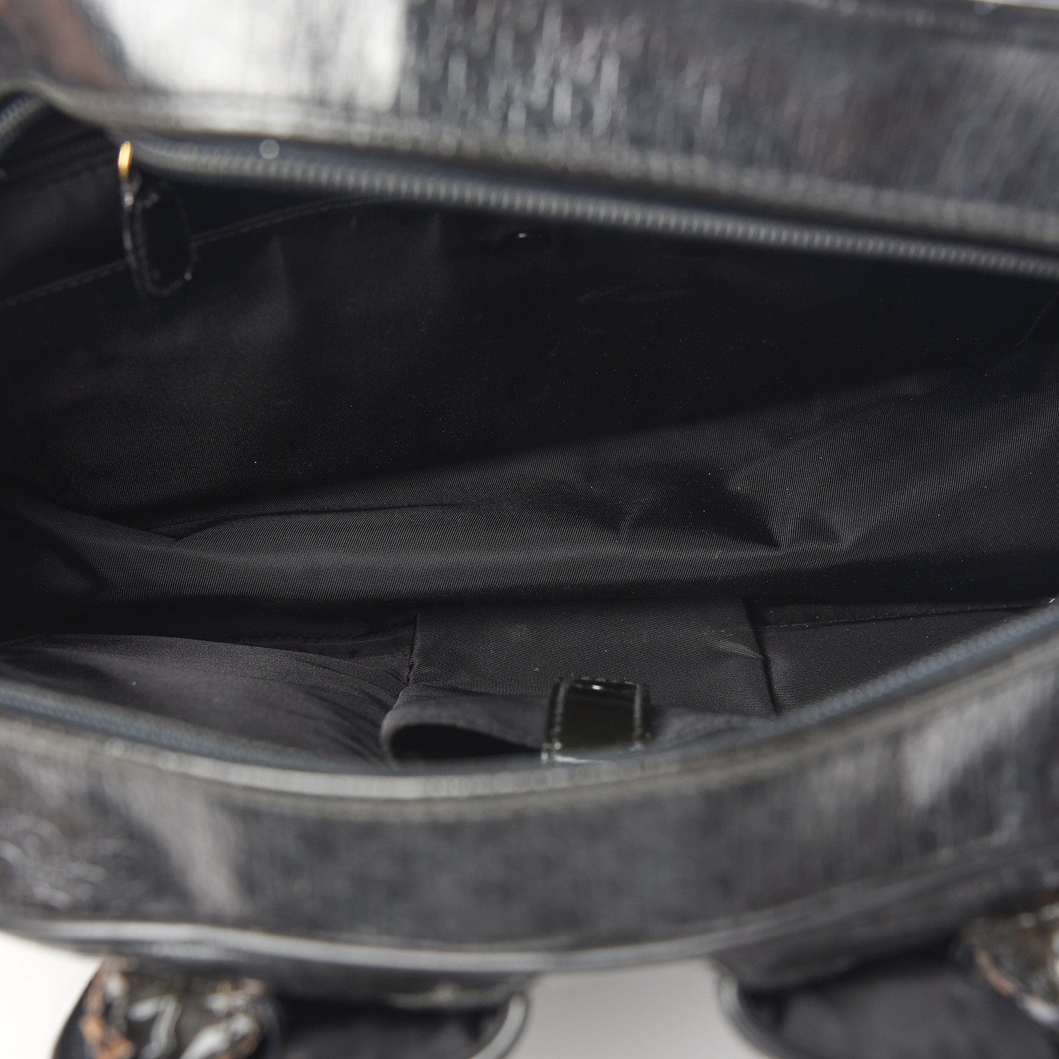 Christian Dior Patent Calfskin Embossed Saddle Bowler Black 4 of 12