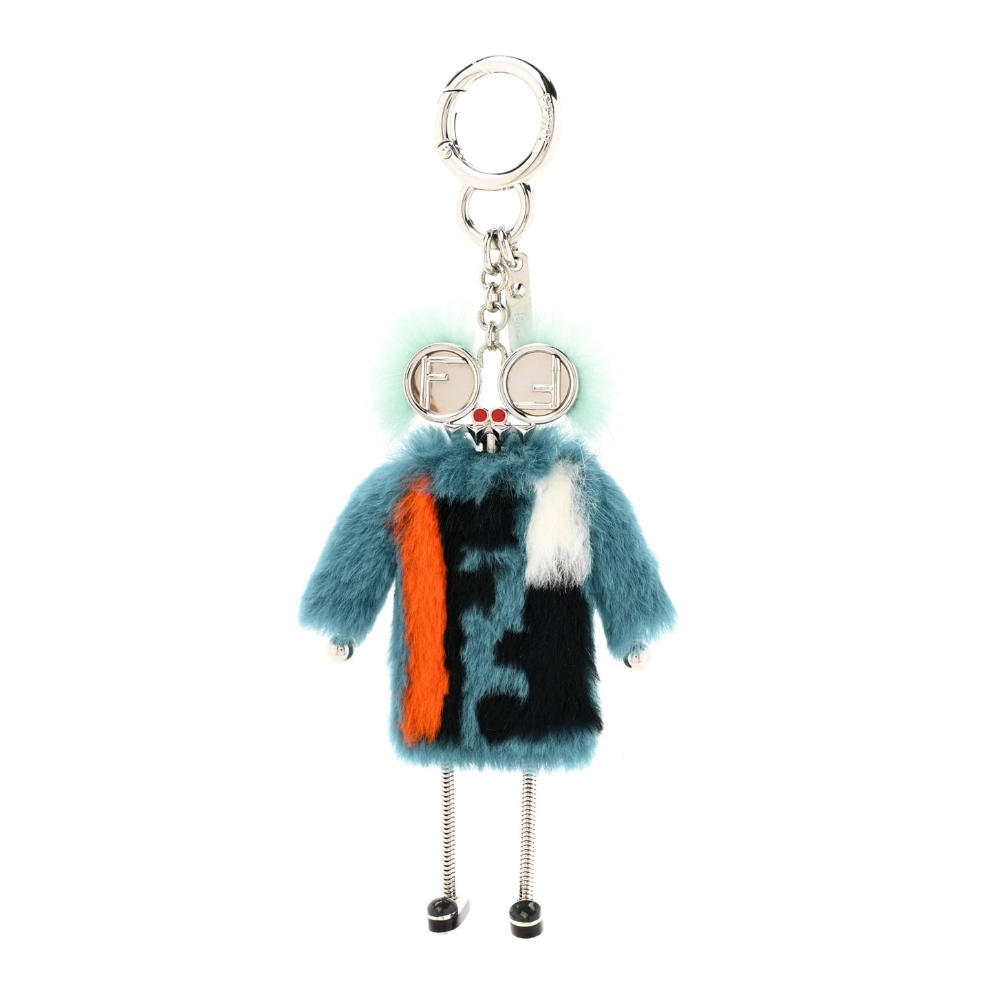 Rabbit Fur Witches Charm Deep Green Orange Black
