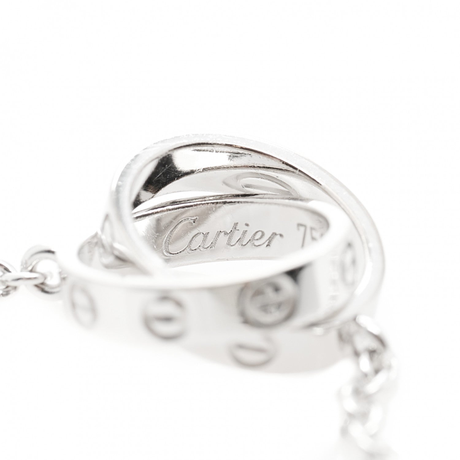 Cartier 18K White Gold Interlocking LOVE Necklace 5 of 7