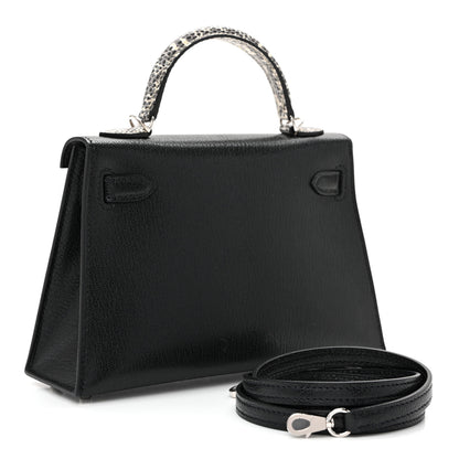 Hermes Chevre Chamkila Lizard Mini Kelly Sellier Touch 20 Black Ombre 3 of 11