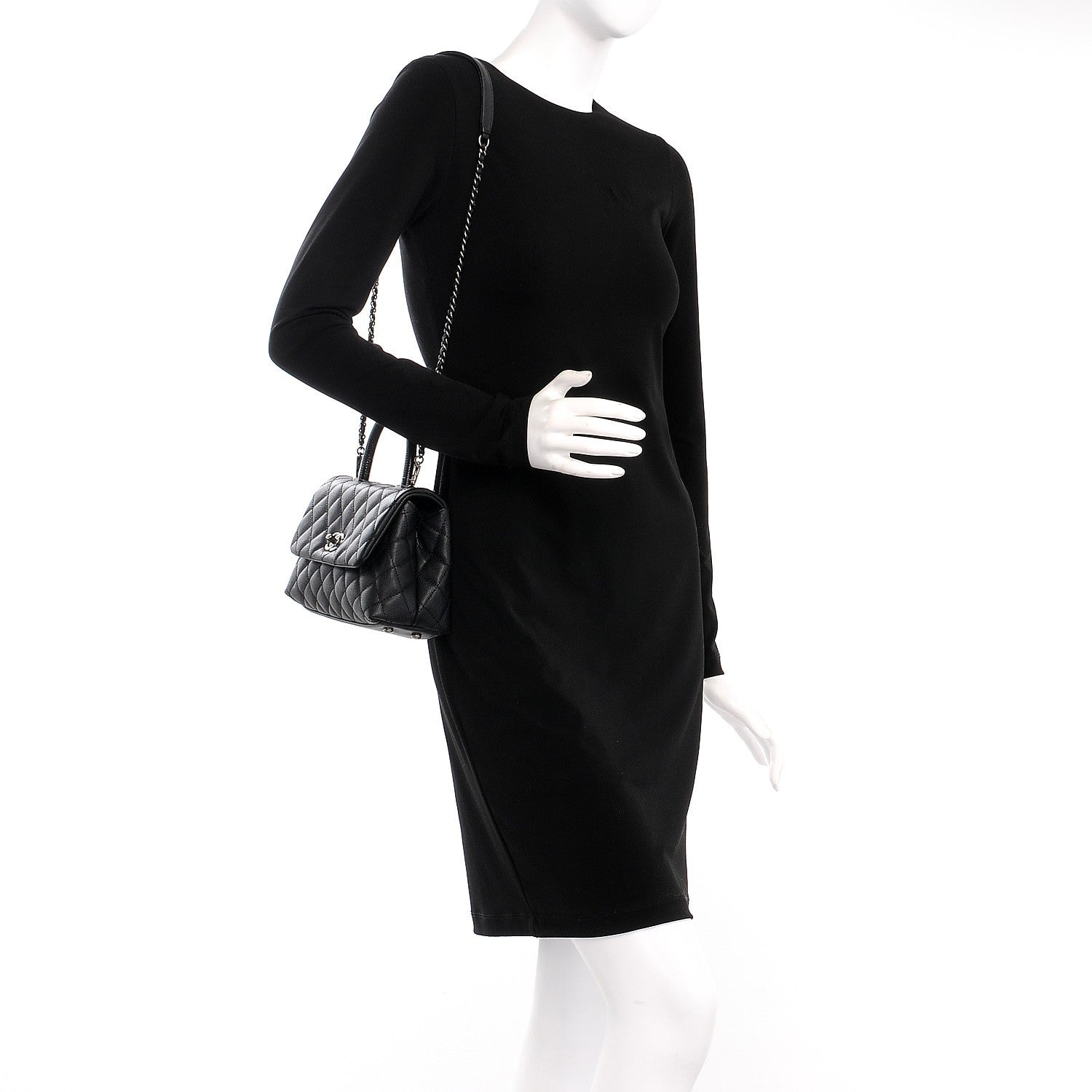Chanel Caviar Lizard Quilted Mini Coco Handle Flap Black 2 of 8