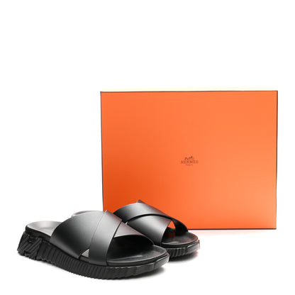 Hermes Nappa Mens Infra Sandals 42 Black 10 of 10