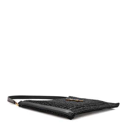 Saint Laurent Raffia Calfskin Oxalis Shoulder Bag Black 4 of 10