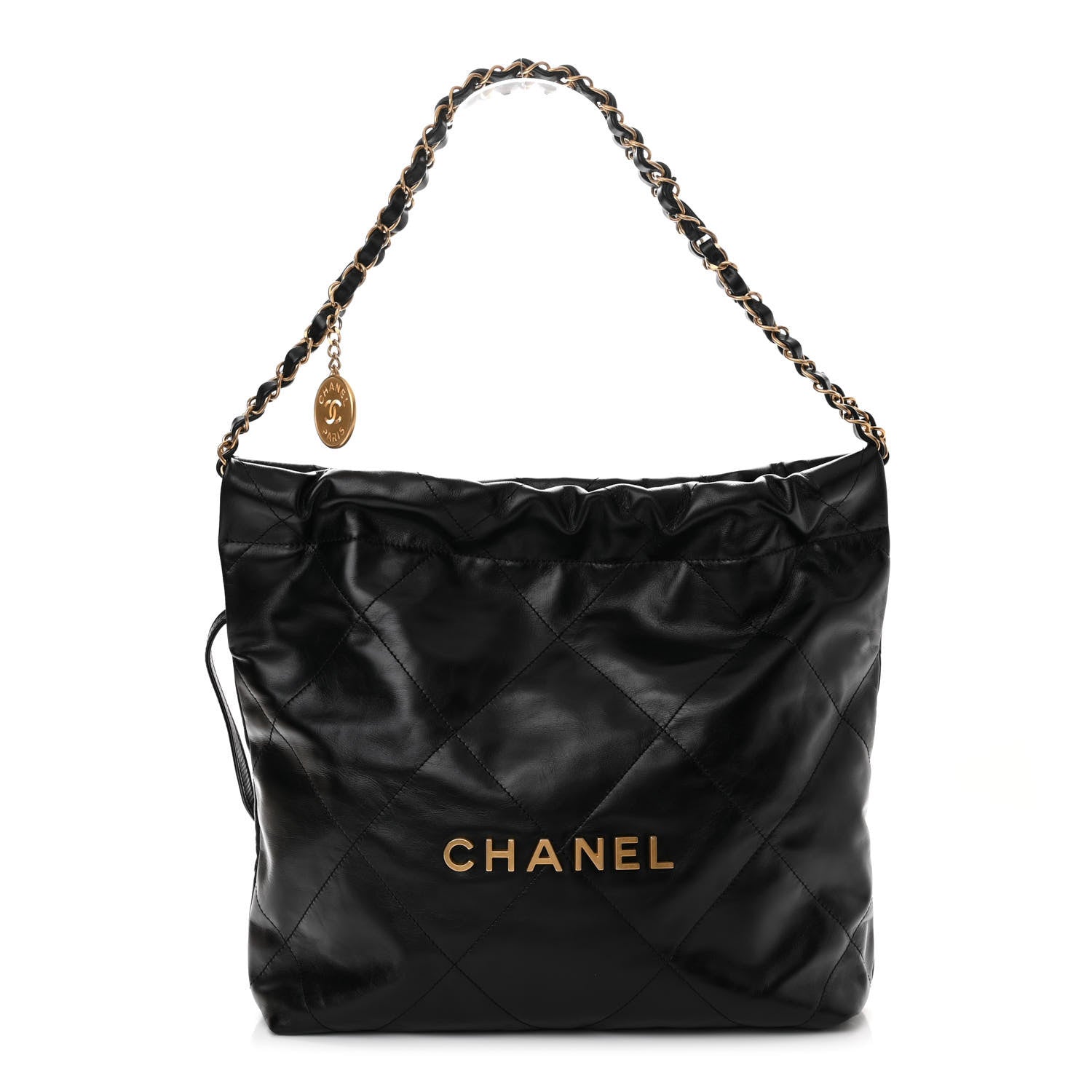 Chanel Shiny Calfskin Quilted Small Chanel 22 Black 1 of 11