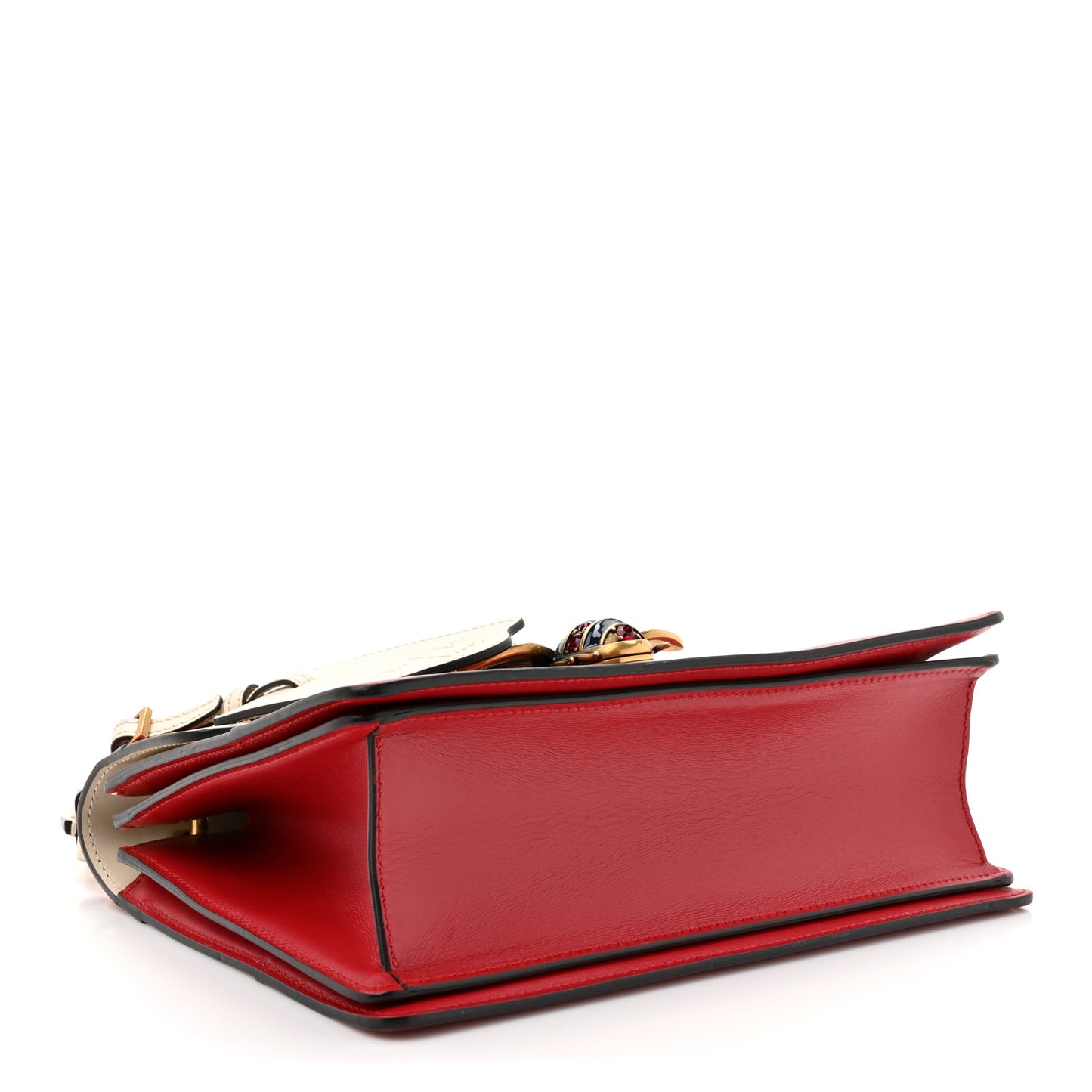 Calfskin Sylvie Web Small Queen Margaret Top Handle Bag Hibiscus Red Mystic White