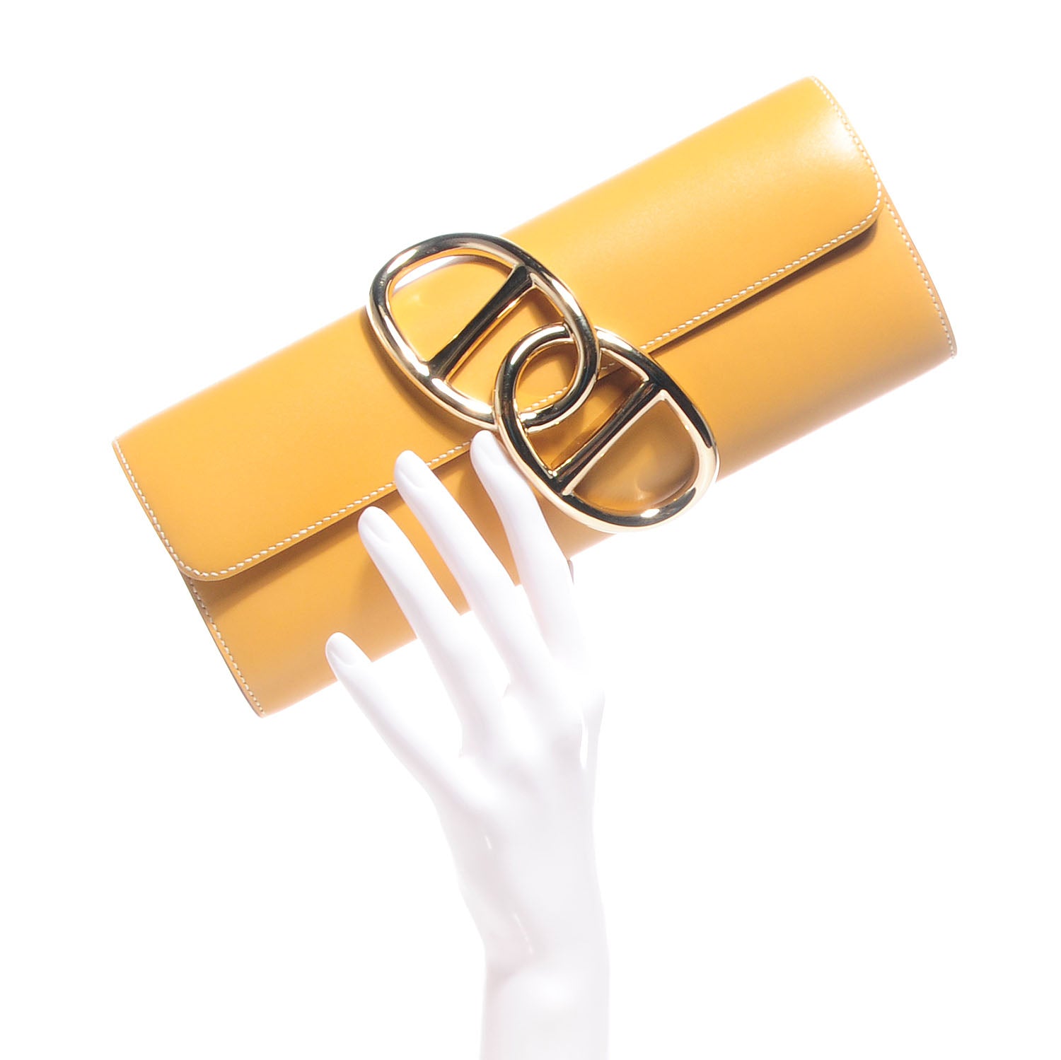 Hermes Veau Tadelakt Egee Clutch Soleil 2 of 9