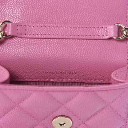 Chanel Caviar Quilted Crystal CC Airpods Pro and Phone Case With Chain Pink 9 of 12