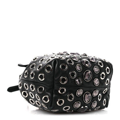 Miu Miu Nappa Jeweled Grommet Starlight Bucket Bag Black 4 of 15