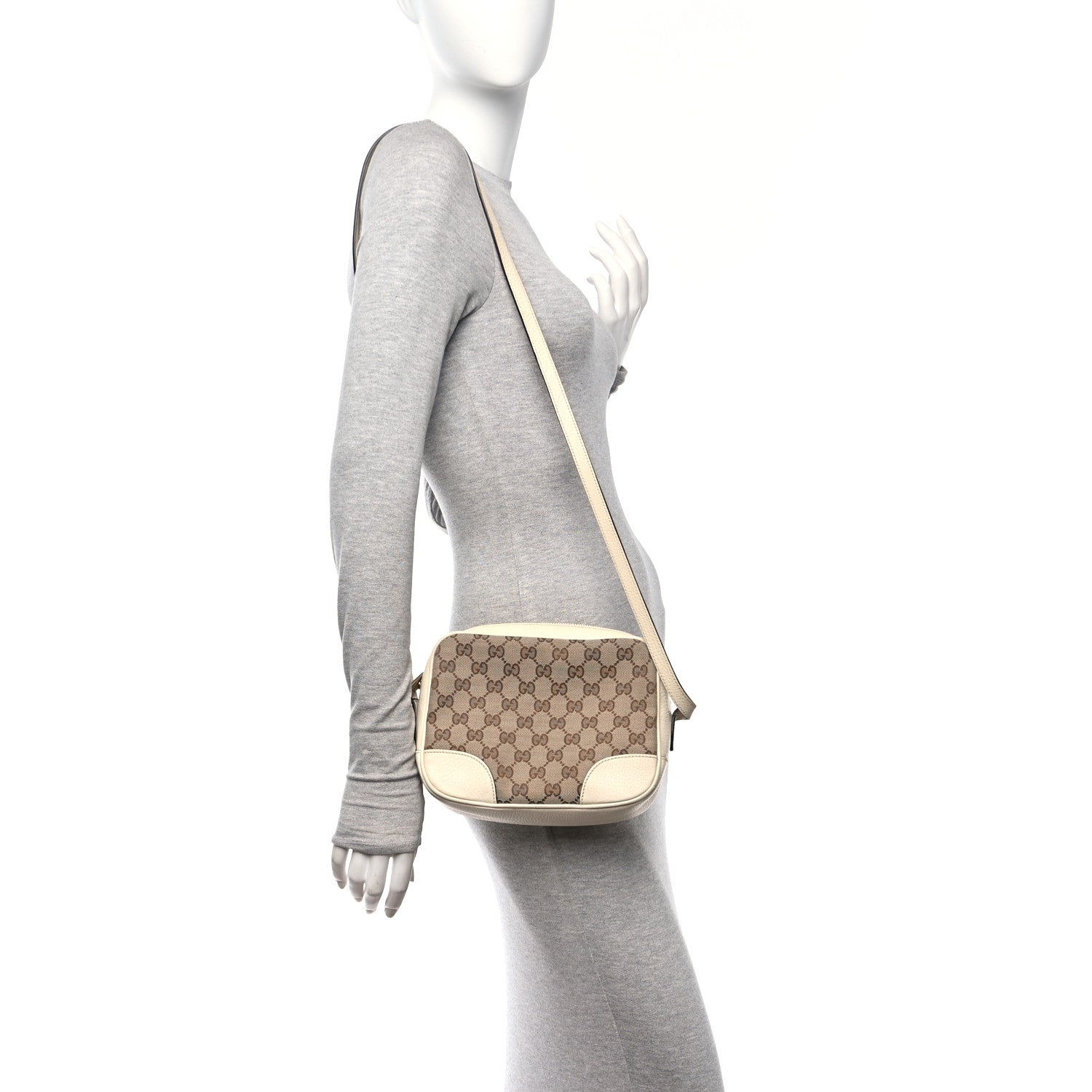 Gucci Monogram Dollar Calfskin Mini Bree Messenger Bag Beige Ebony Avoire 2 of 10