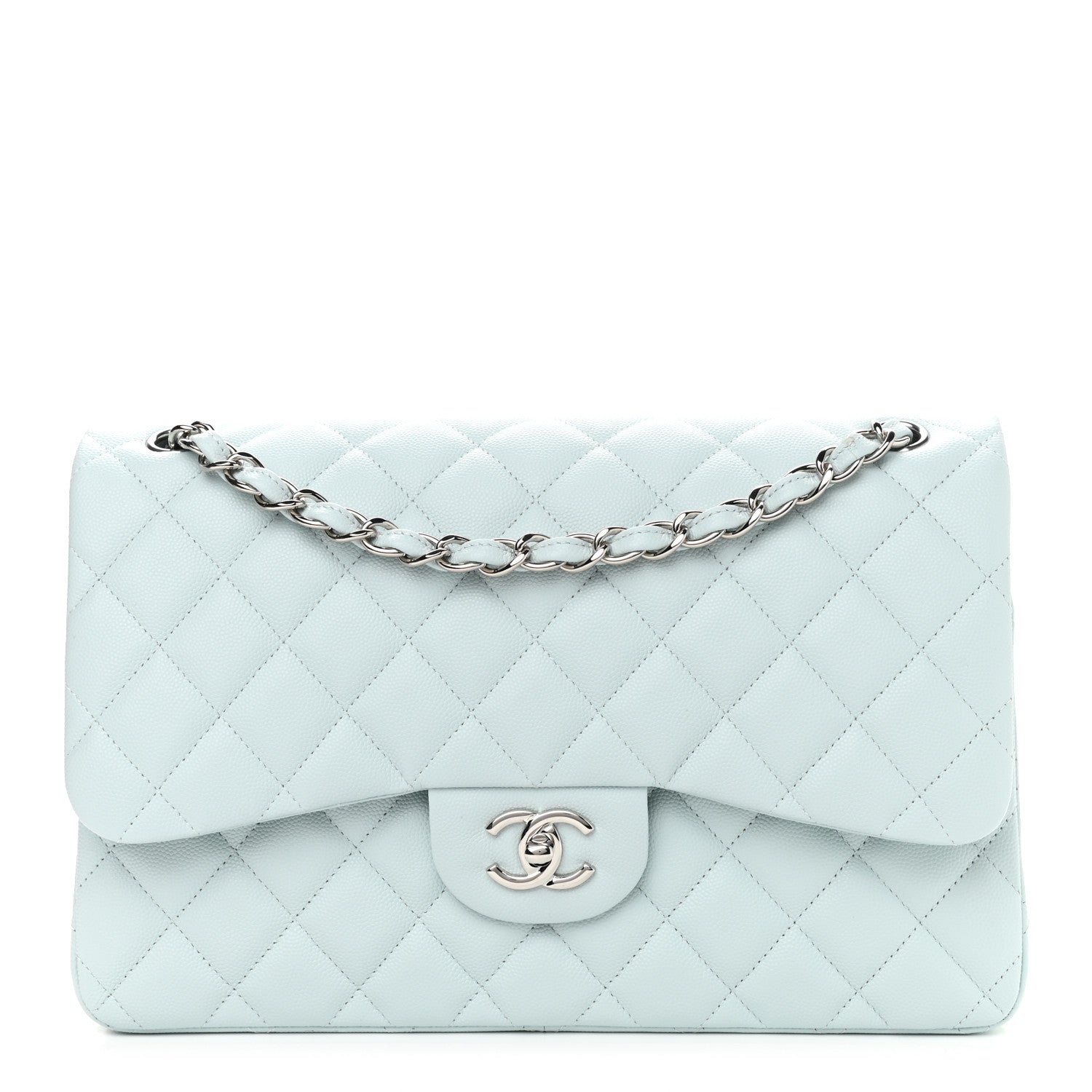 Chanel Caviar Quilted Jumbo Double Flap Light Blue 1 of 10