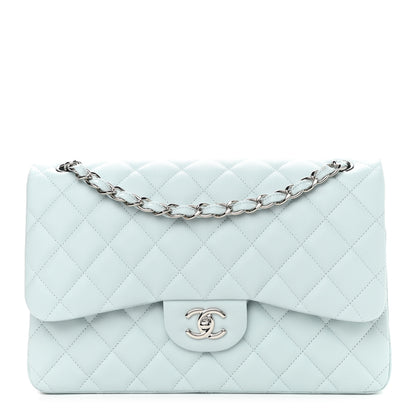 Chanel Caviar Quilted Jumbo Double Flap Light Blue 1 of 10