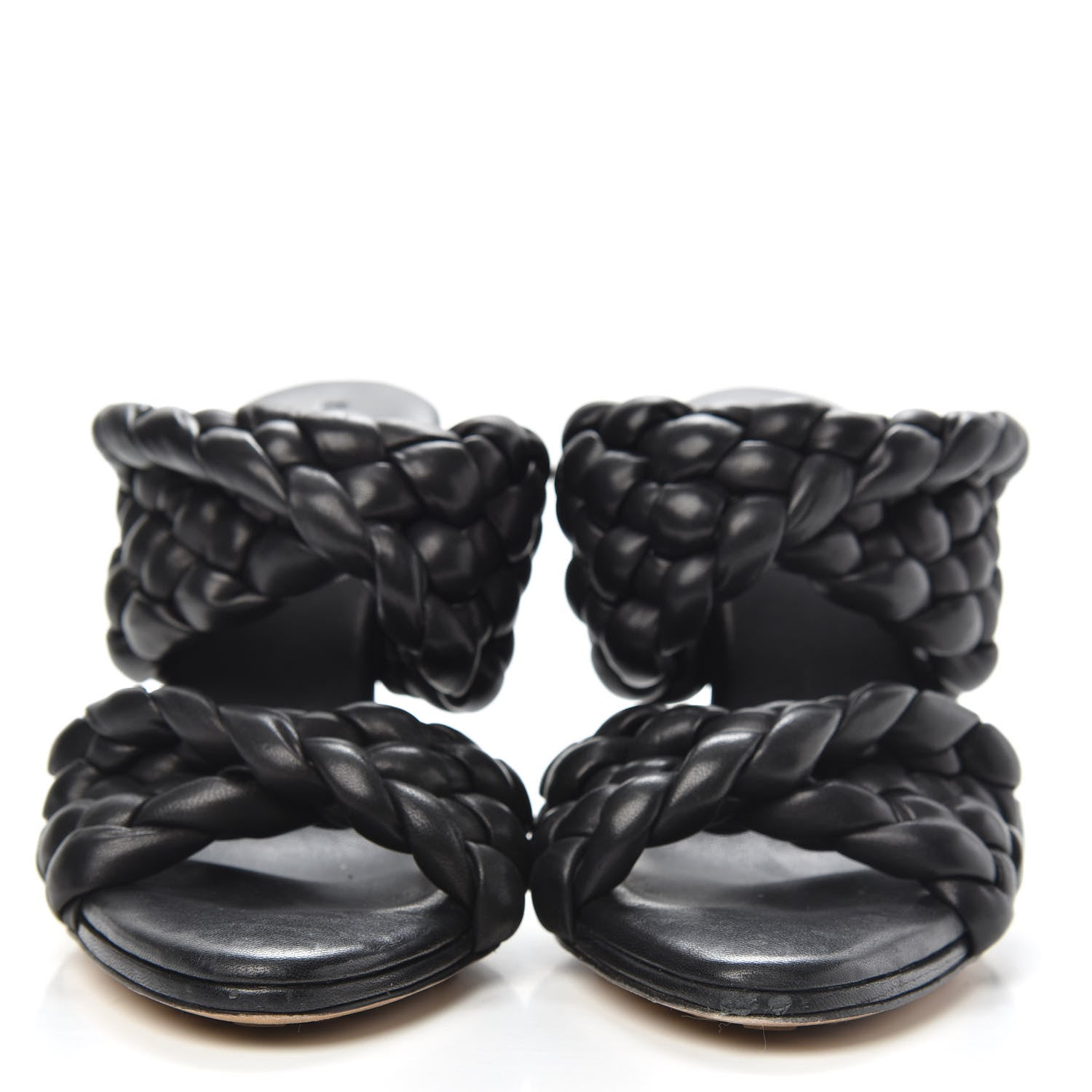 Bottega Veneta Nappa Twisted Padded Intrecciato Curve Slide Sandals 38.5 Black 2 of 8