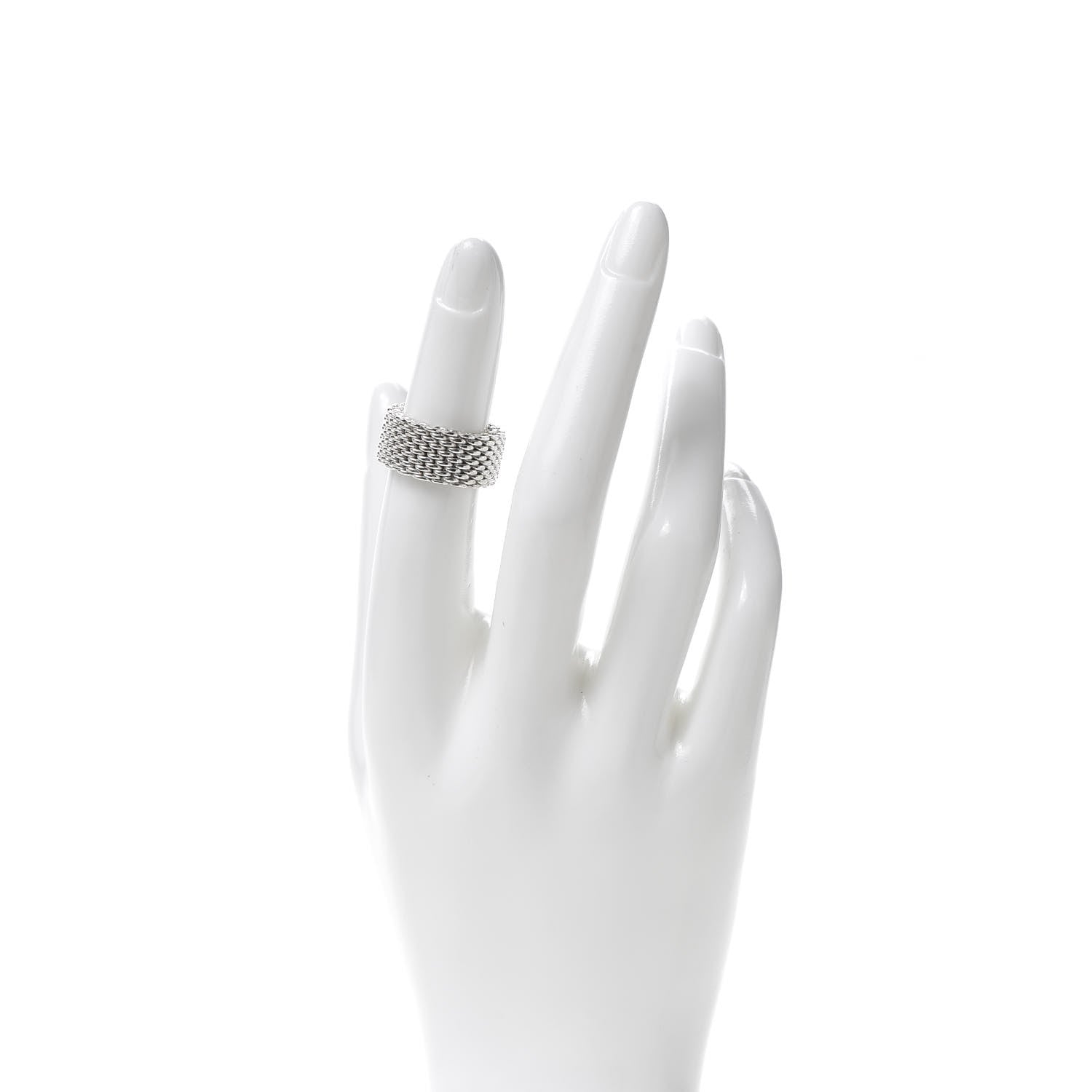 Tiffany Sterling Silver Mesh Somerset Ring 48 4.5 2 of 4