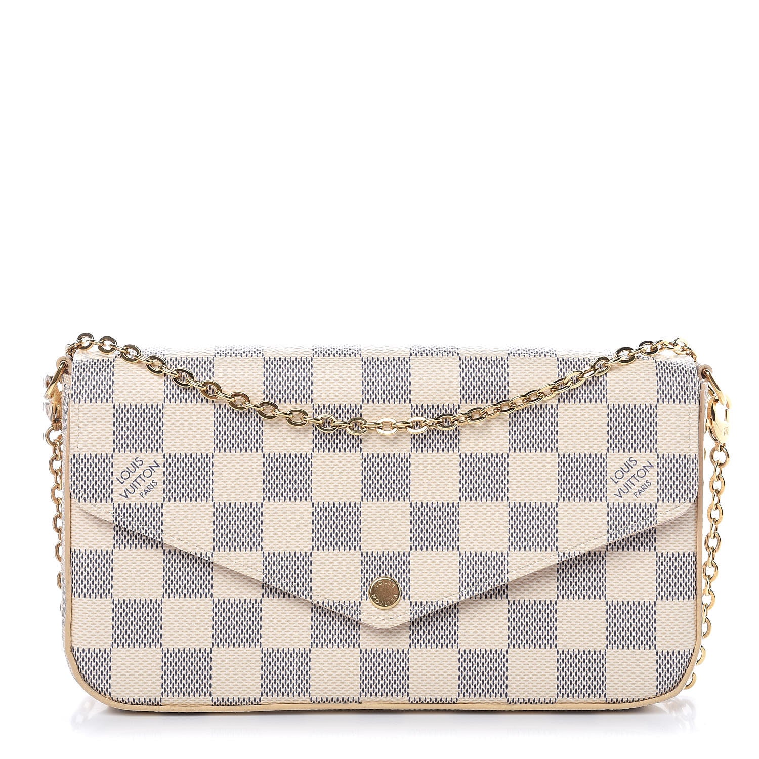 Louis Vuitton Damier Azur Pochette Felicie Chain Wallet Rose Ballerine 1 of 13