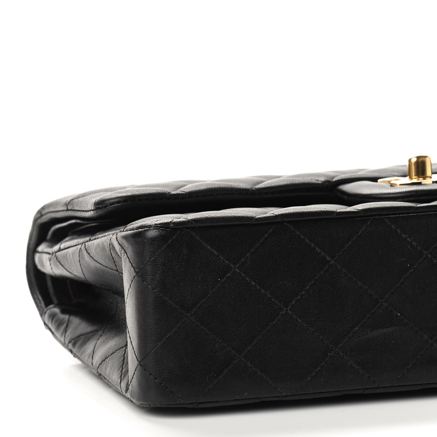 Lambskin Quilted Medium Double Flap Black