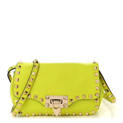 Valentino Garavani Vitello Mini Rockstud Flip Lock Crossbody Bag Yellow Fluo 1 of 9