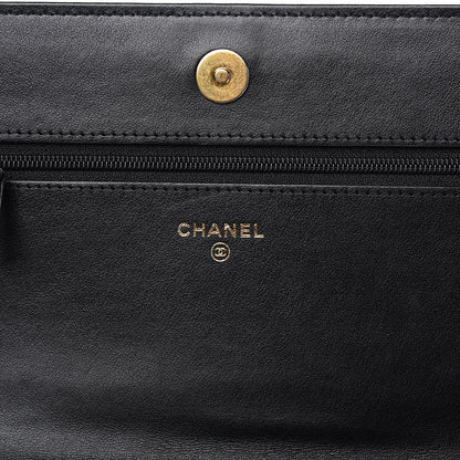 Chanel Caviar Chevron Quilted Boy Wallet On Chain WOC Black 6 of 13