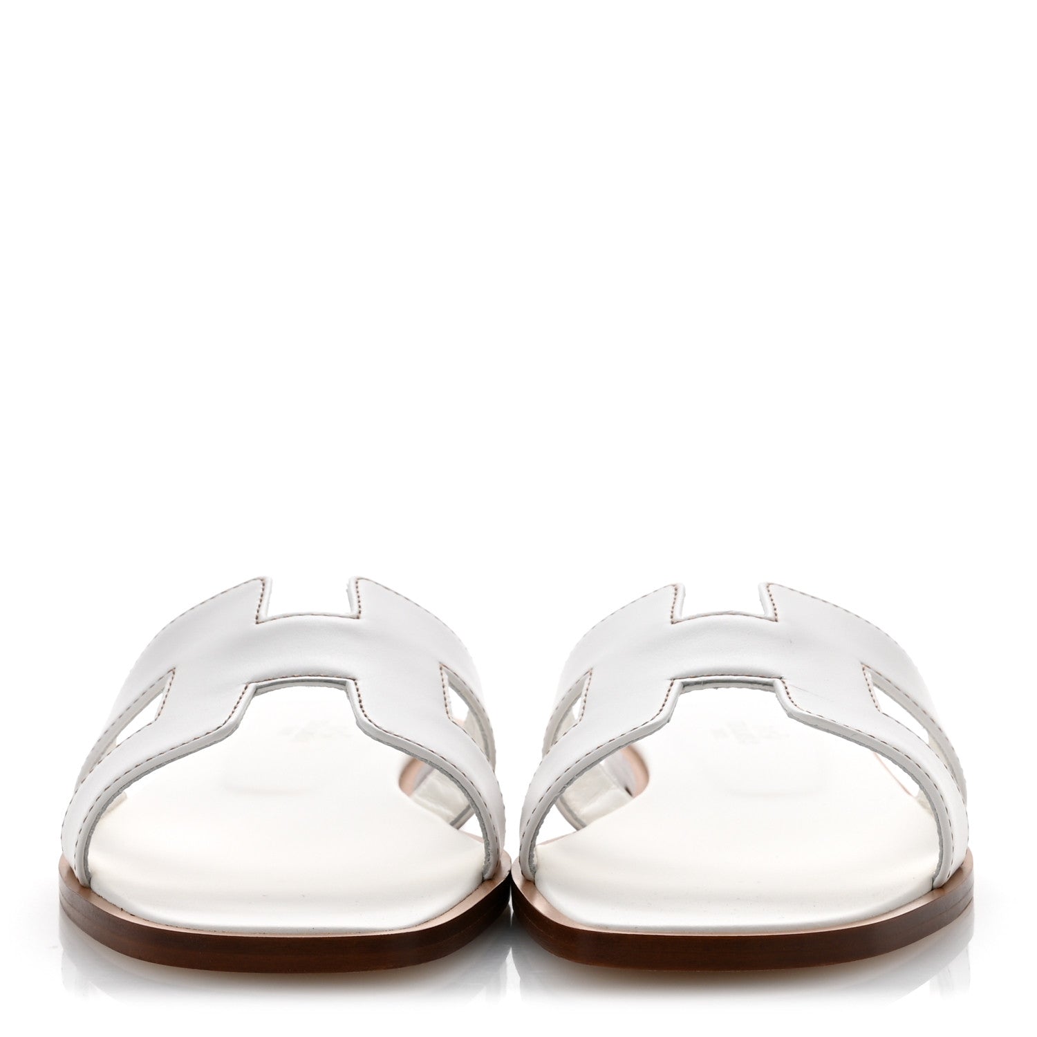 Hermes Box Calfskin Oran Sandals 37.5 White 3 of 10
